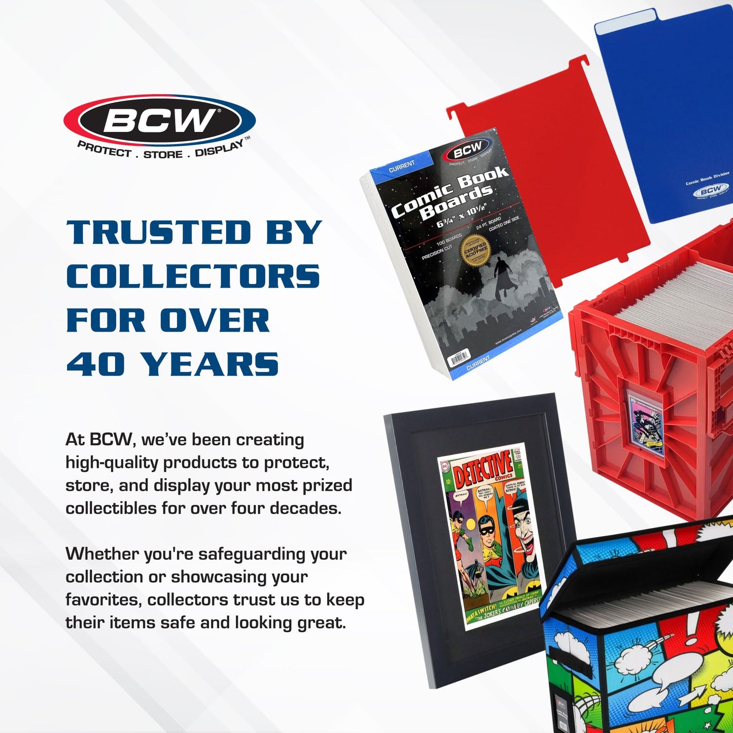 BCW Short Comic Book Bin | Holds 150 Comics | Stackable Plastic Storage | Acid-Free Organizer | Red, Single