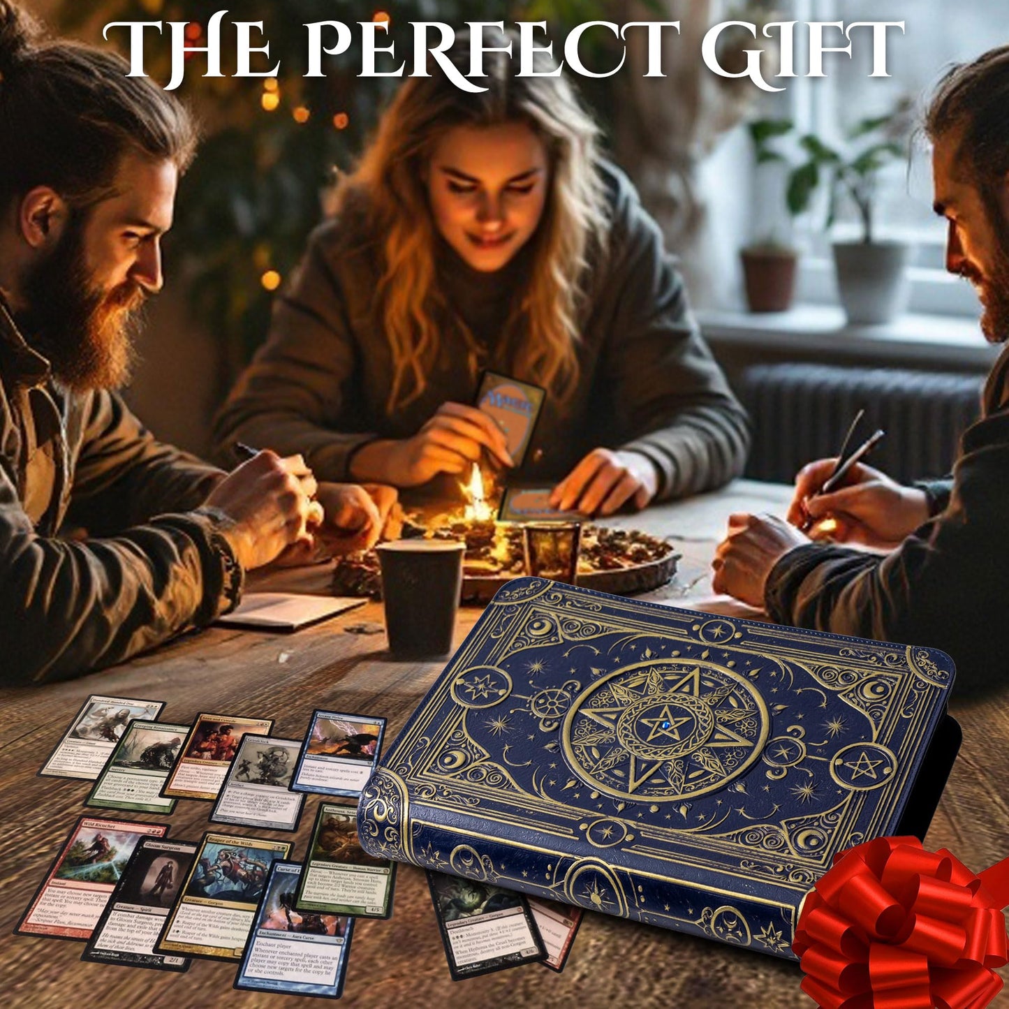 Star Mage Trading Card Binder - 9 Pocket Ringless TCG Binder - Premium Faux-Leather - 432 Side-Loading Pockets - Perfect Storage Holder for MTG, and Many TCG & Trading Card Collections (Blue Jewel)