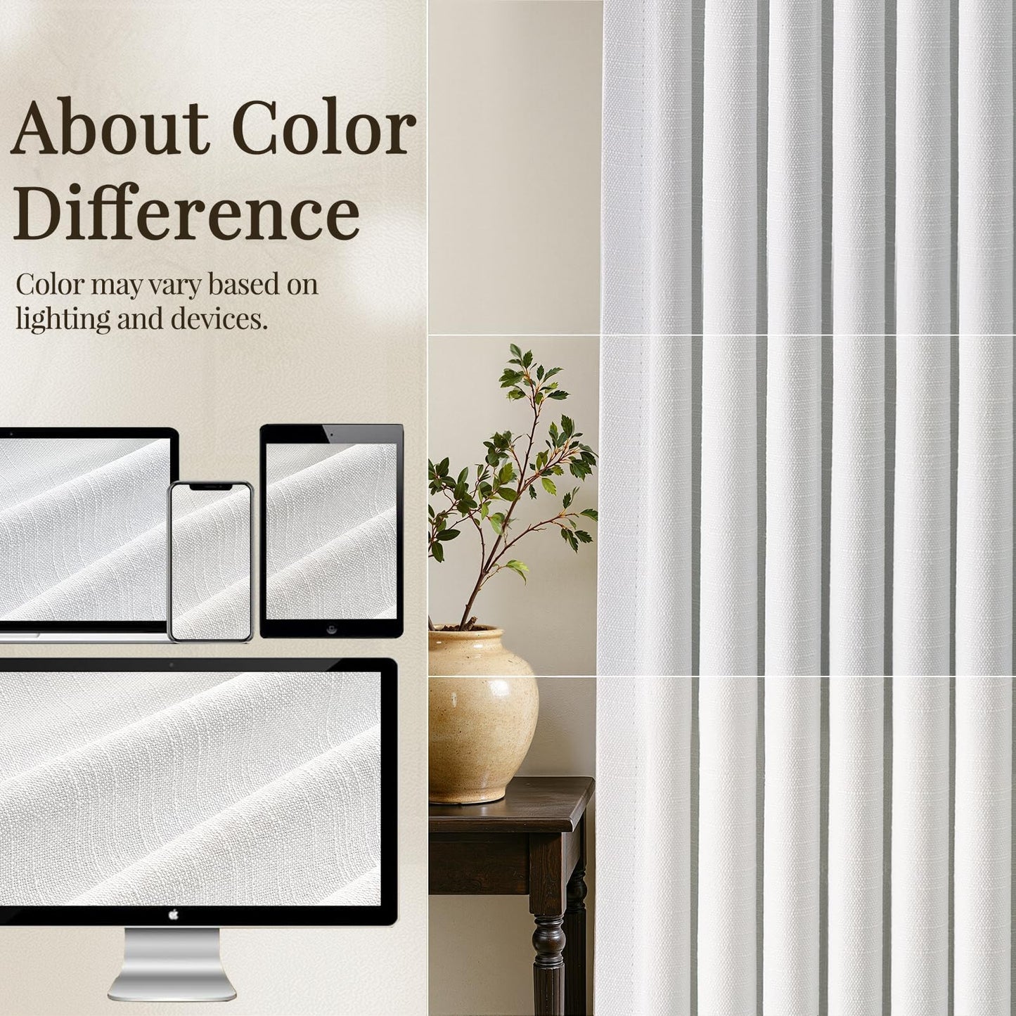 Topfinel 96 Inch Long Pinch Pleated Blackout Curtains for Bedroom Livingroom, Natural Beige Linen Blend 100% Blackout Sliding Door Curtains, Cozy Modern Privacy Protection Curtains,40" W*96" L