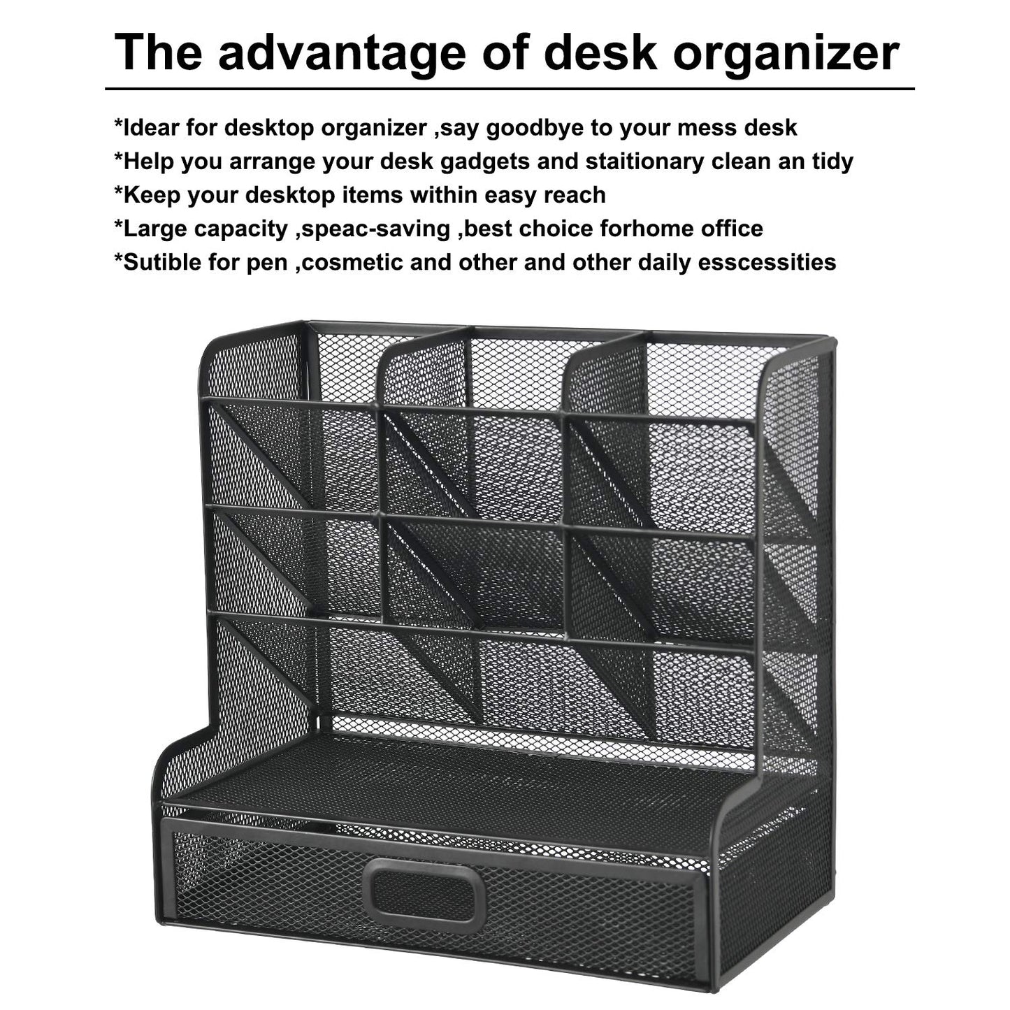 Marbrasse 5-Tier Paper Letter Tray Organizer +Multi-Functional Pen Holder