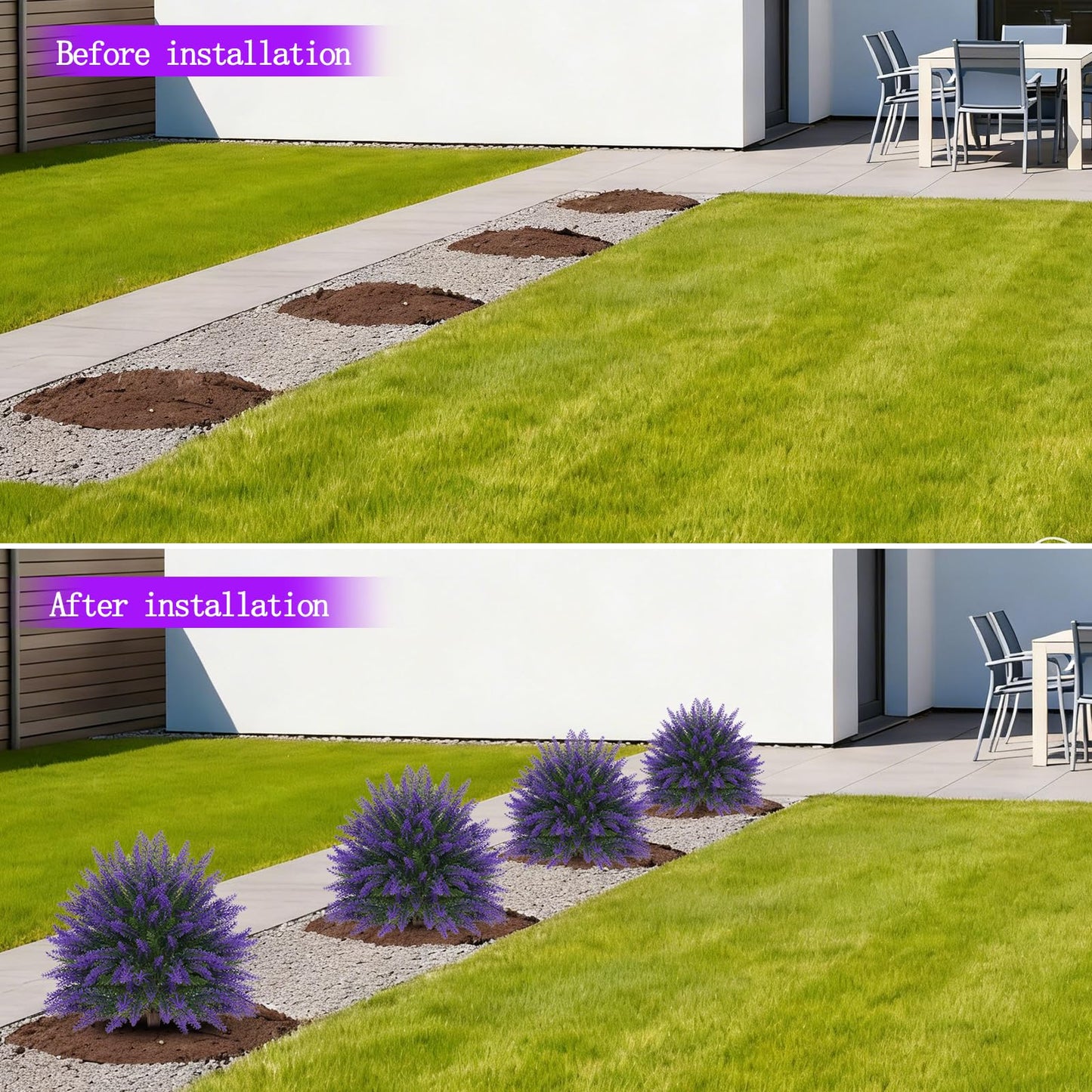 Yangrass Artificial Lavender Topiary Bushes with Ground Spike, 24" Set of 2 Faux Lavender Boxwood Ball Trees UV Resistant Fake Greenery Plants for Indoor & Outdoor Spring Porch Decor