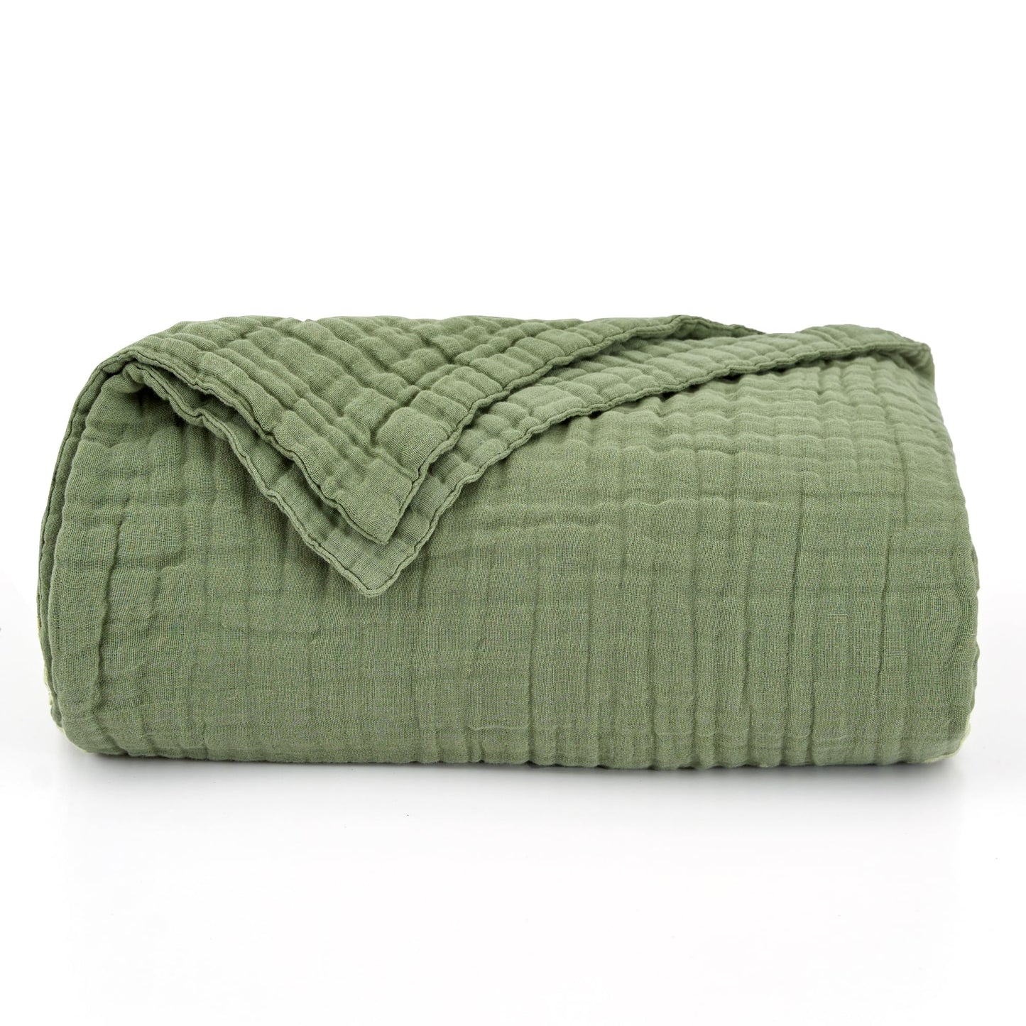 Love's cabin 100% Cotton Muslin Blanket, 6 Layer Lightweight Breathable Gauze King Size Blanket 108 x 90 Inches, Soft Summer Blanket for Bed, Sage Green