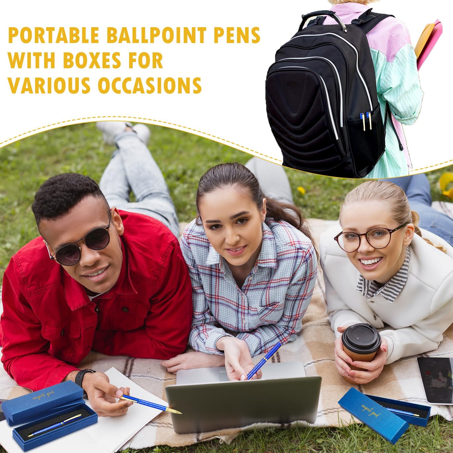 Chivertion 24 Set Class of 2026 Graduation Gifts Bulk Inspirational Congrats Grad Ballpoint Pen with Gift Boxes Engraved Motivational 2026 Graduation Gifts for Senior College Students(Blue)