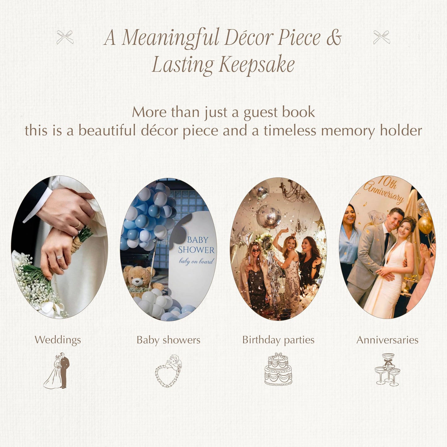 Jottyco Embroidered Wedding Guest Book, Cotton Cover, Acid-Free Paper, 160 Pages, 9" L × 7" W, Sign in Book for Wedding Reception, Baby Shower&Events, with Envelopes, Table Card&Cotton Pouch (Ivory)