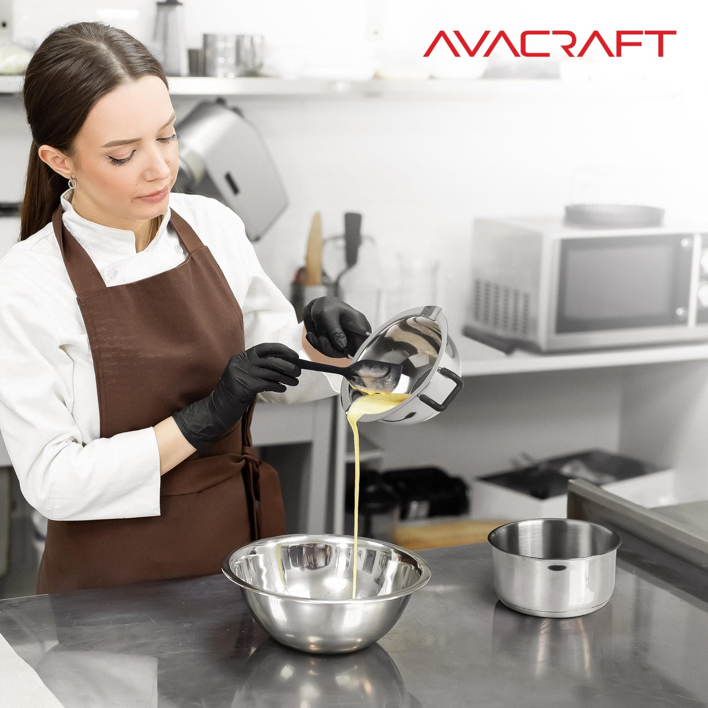 AVACRAFT Double Boiler 18/8 Stainless Steel Double Boiler Pot with Stainless Steel Pot and Silicone Spatula, Double Boiler Set for Melting Chocolate, Candy, Soap, Wax, Candle Making (1 Quart)