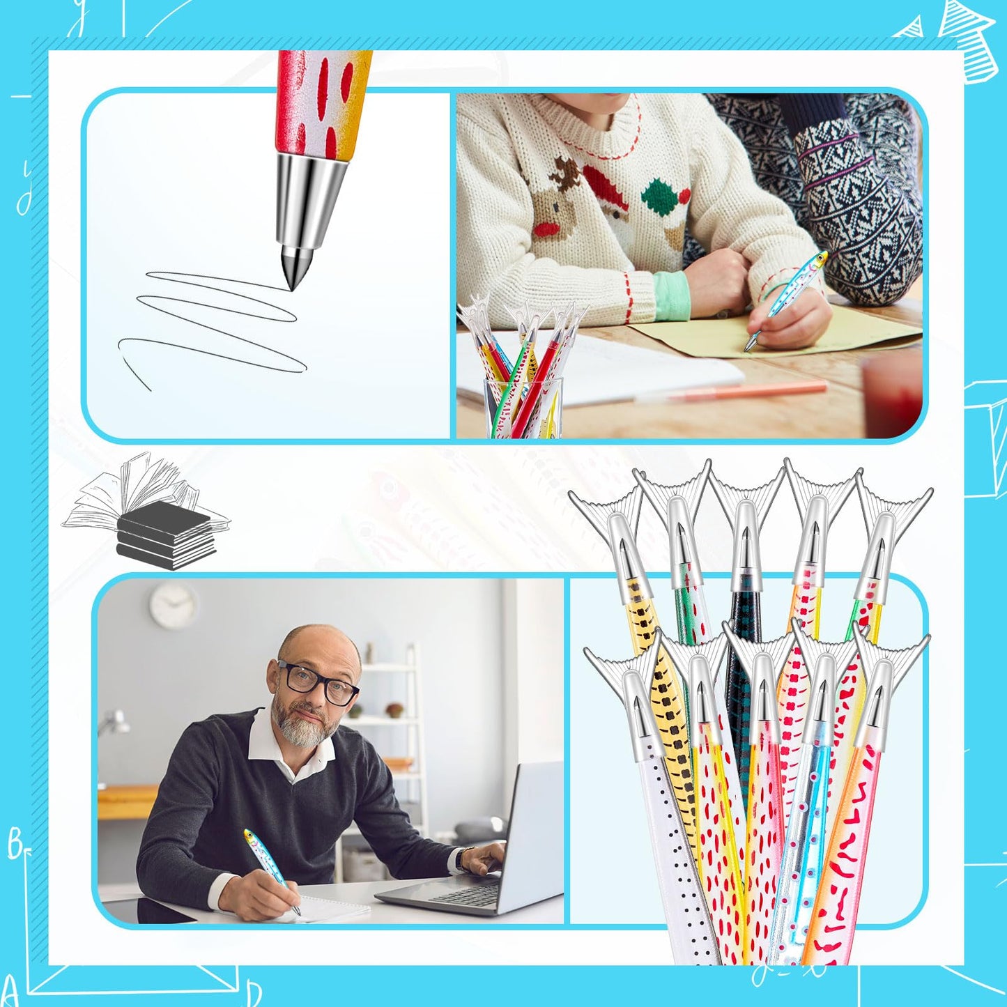 Outus Fish Ballpoint Pens Novelty Kawaii Fish Pens 0.7 mm Black Ink Writing Ballpoint Bulk Realistic Fishing Decoration for School Office Student Gift Birthday Ocean Sea Themed Party Favors(50 Pieces)