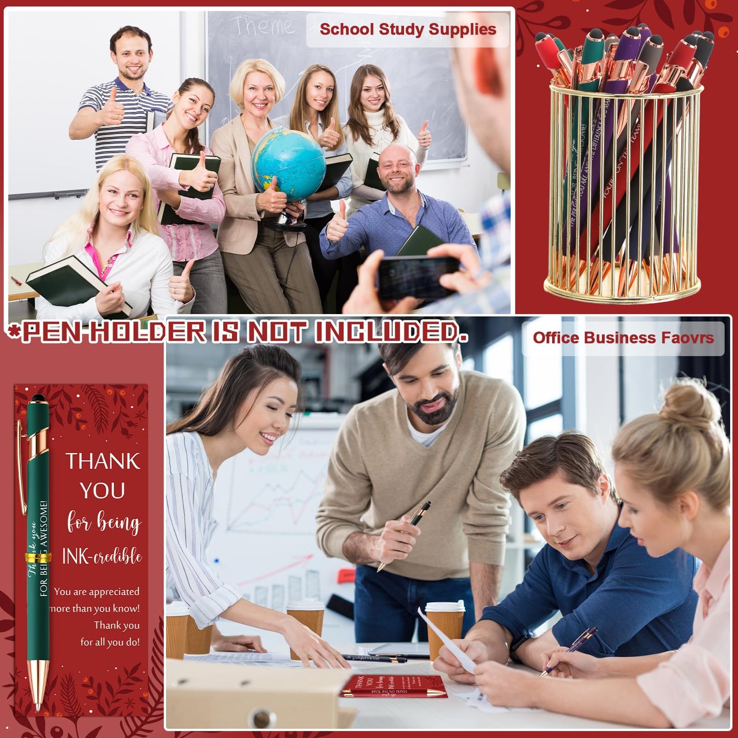 Resurhang 60 Set Cna Week Appreciation Gift Bulk Inspirational Ballpoint Pen with Stylus Tips Card Office Employee Thank You Gift for Team Coworker Teacher Nurse Staff Volunteer Group