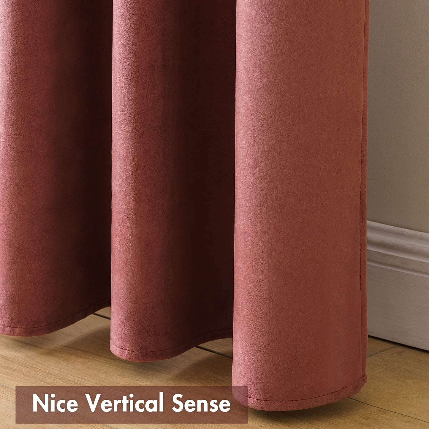 MIULEE Dusty Rose Rod Pocket Velvet Curtains, Soft Luxurious Pink Curtain for Home Decor 2 Panels Set Heavy Room Darkening Curtains for Privacy Bedroom Living Room Window, W52 x L84