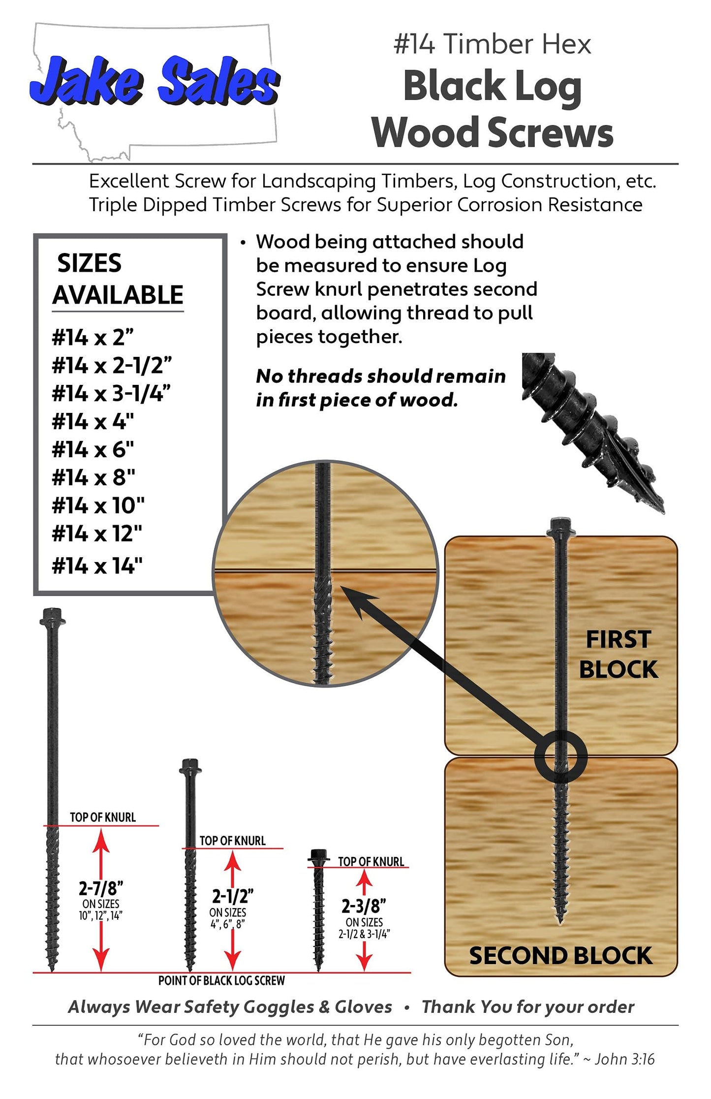 #14 X 12 Heavy Duty Black Timber/Log/Landscaping Wood Screws - Exterior Coated Heavy Duty Screws (50 Count - Heavy Duty Black Log Wood Screws)