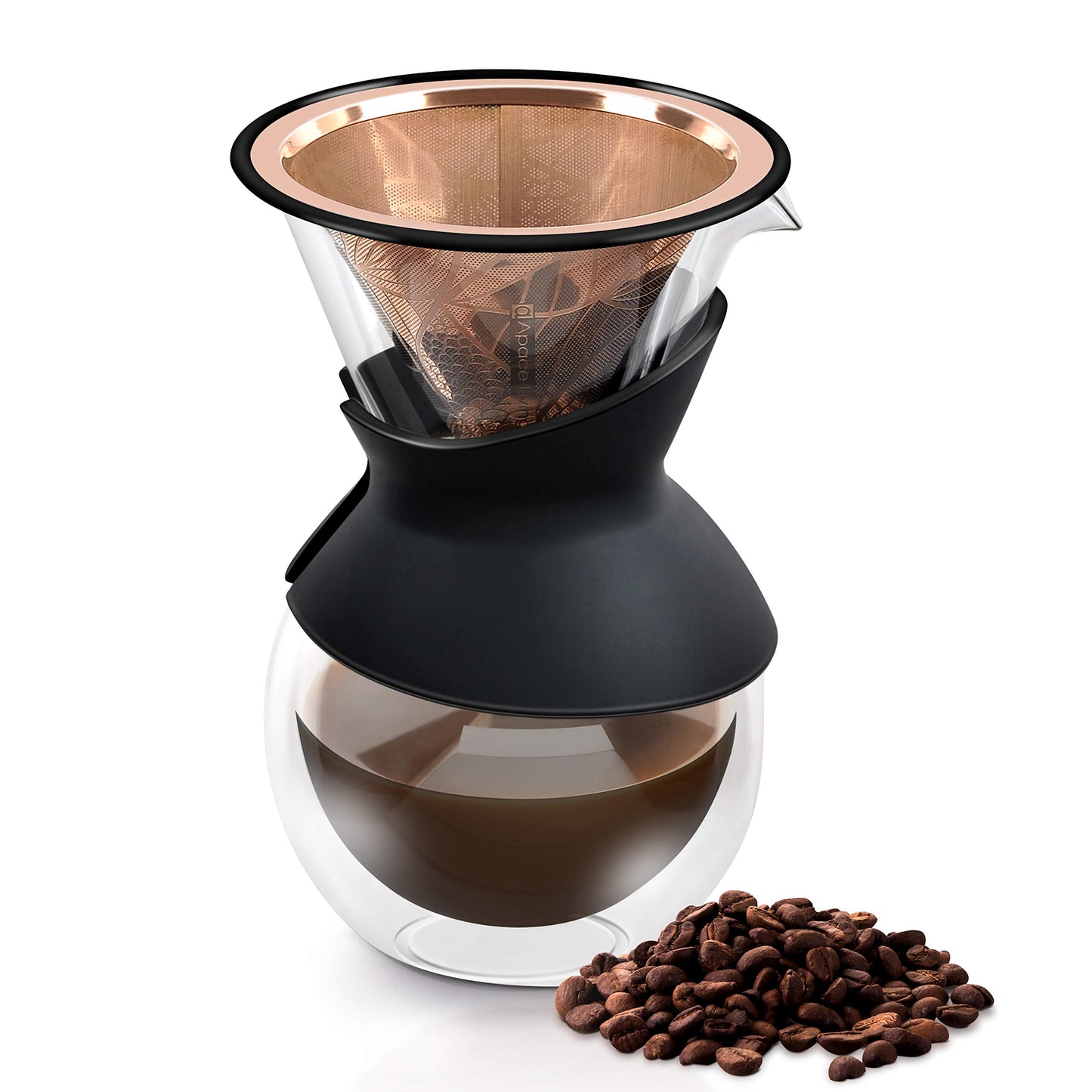 Compatible with Chemex, Hario V60 Pour Over Coffee Filter - Wide Metal Base Reusable Stainless Steel Coffee Dripper - Paperless Coffee Filter for Sustainable Brewing