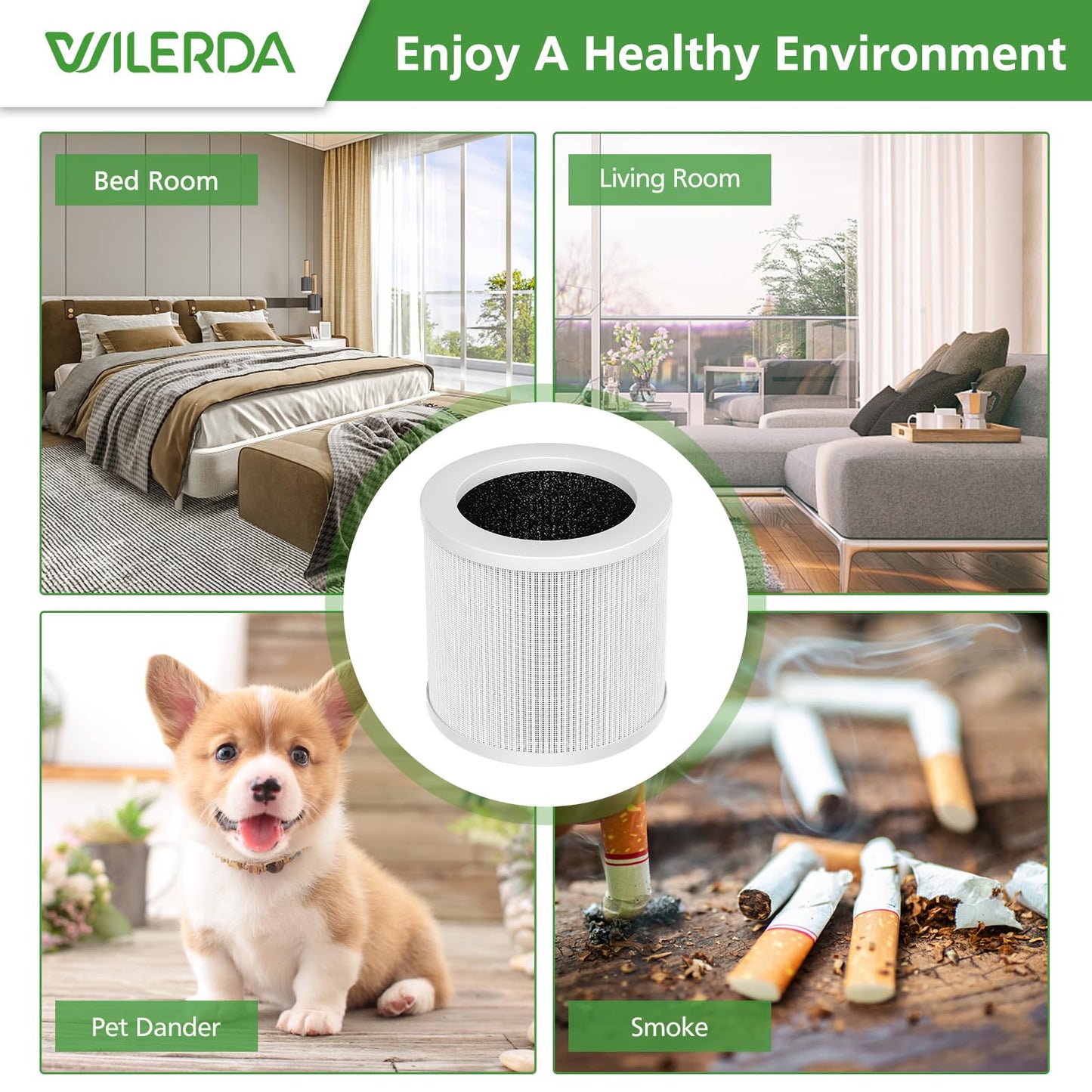 4 Pack A1 Replacement Filter Compatible with VEWIOR Air Purifier HQSC-50, HQKJ-80, AMEIFU AP01W, KOIOS HQKJ-50 Air Pur ifier, 3-in-1 HEPA Air Cleaner Filter