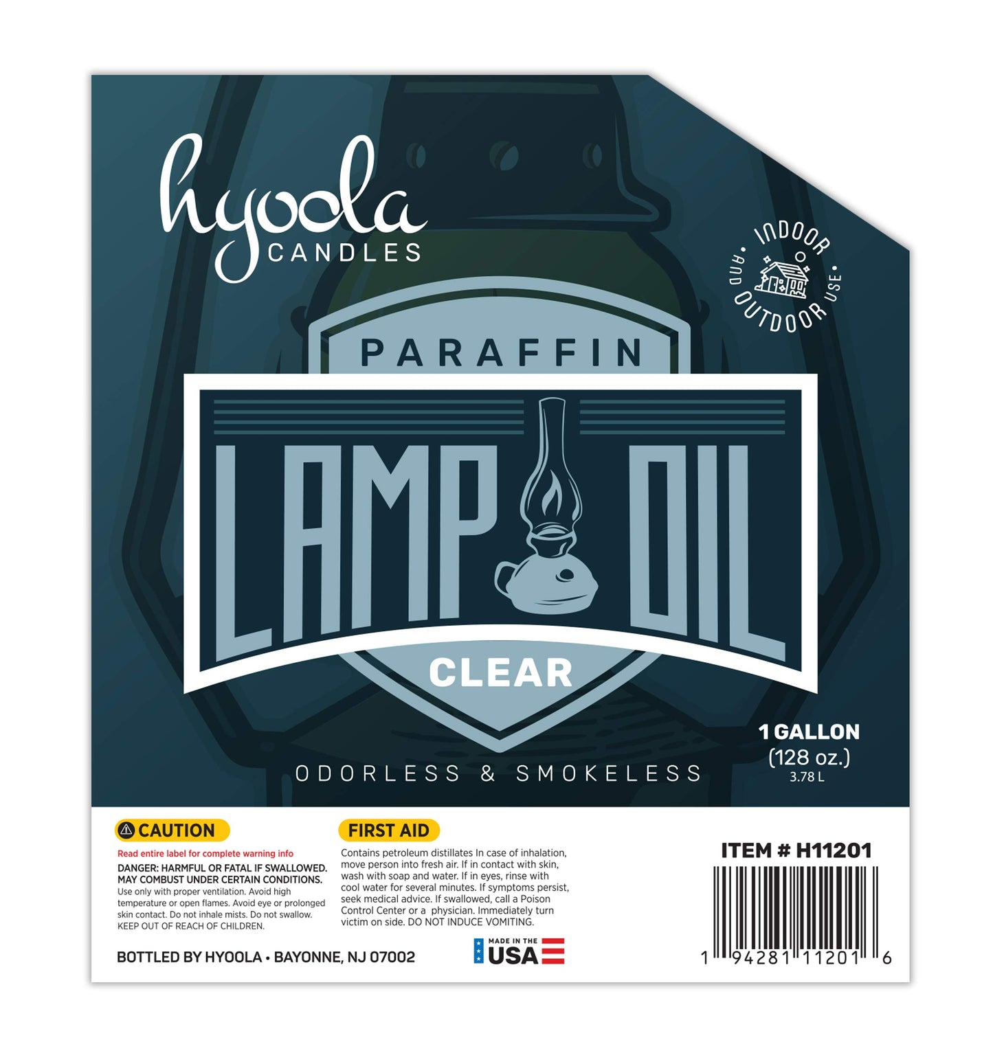 Hyoola Liquid Paraffin Lamp Oil - Clear Smokeless, Odorless, Ultra Clean Burning Fuel for Indoor and Outdoor Use - 1 Gallon