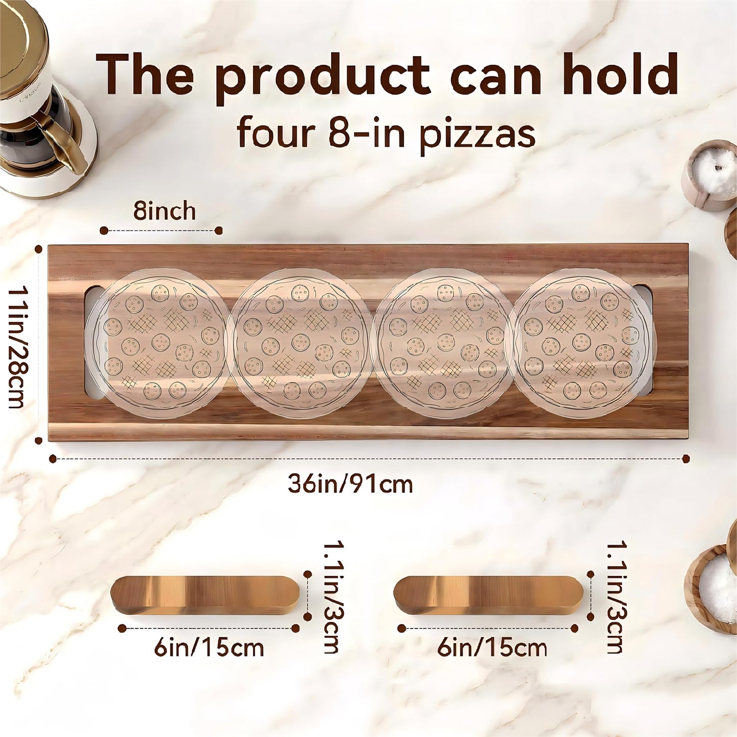 LDQ 36 x 11 Inch Extra Large Charcuterie Board, Acacia Wood Serving Board with Handles and 2 Stands, Rectangular Cheese Platter, Long Cutting Board and Serving Tray for Meat, Party Appetizers