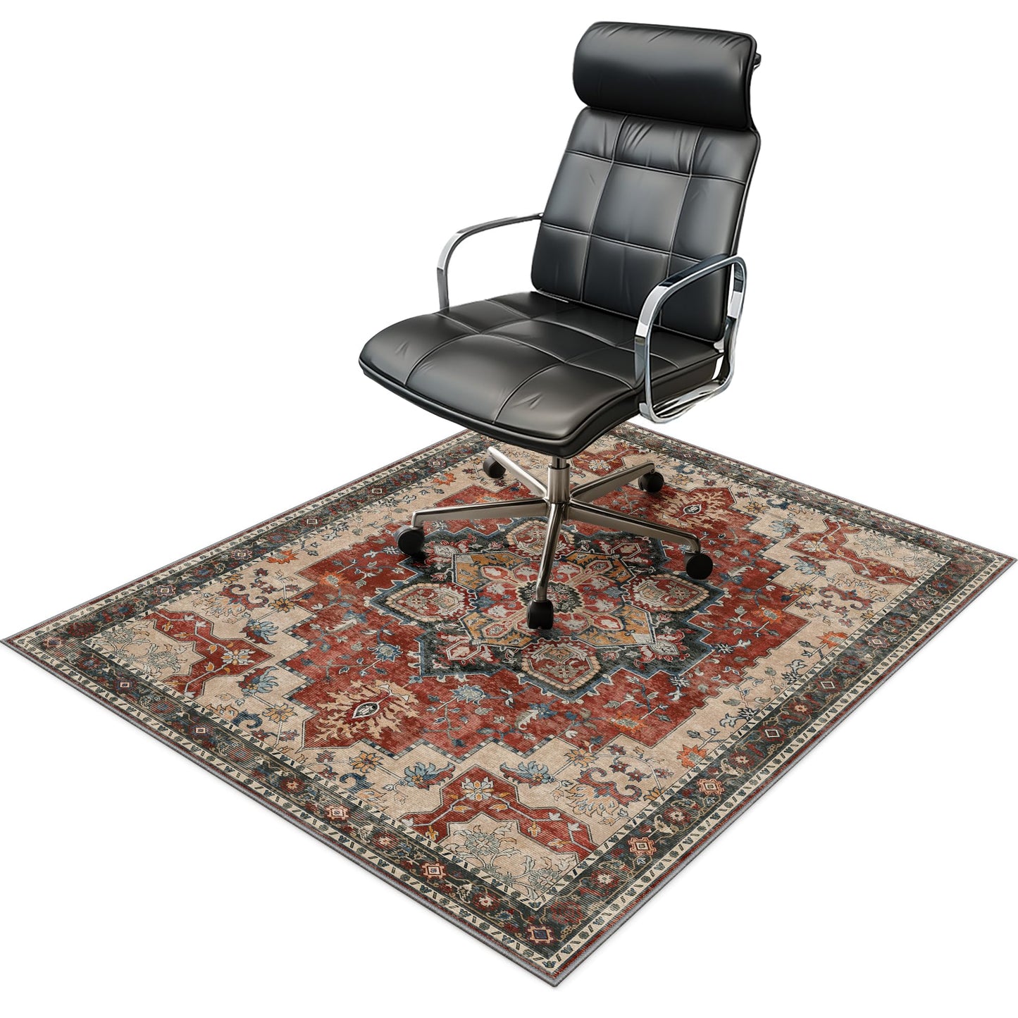 36"x48" Office Chair Mat for Hardwood Tile Floor, Under Desk Carpet Protector for Rolling Computer Chair Mat, Machine Washable Area Rug, Anti-Slip 1/5" Thick Low Pile Thin Vinyl Floor Mat, Annatto