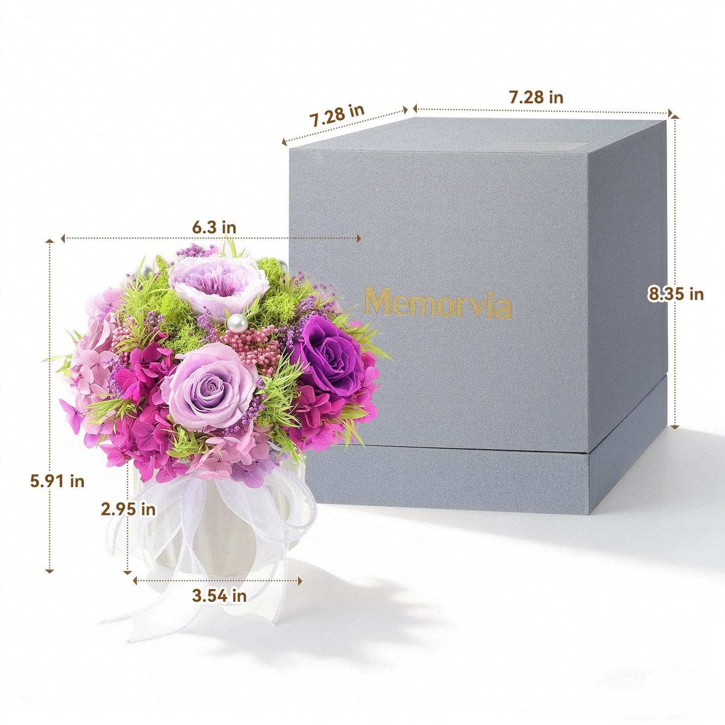 Preserved Flower Bouquet with Vase for Delivery Prime, Natural Forever Rose (Yellow & Champagne Eternal Floral Arrangement)