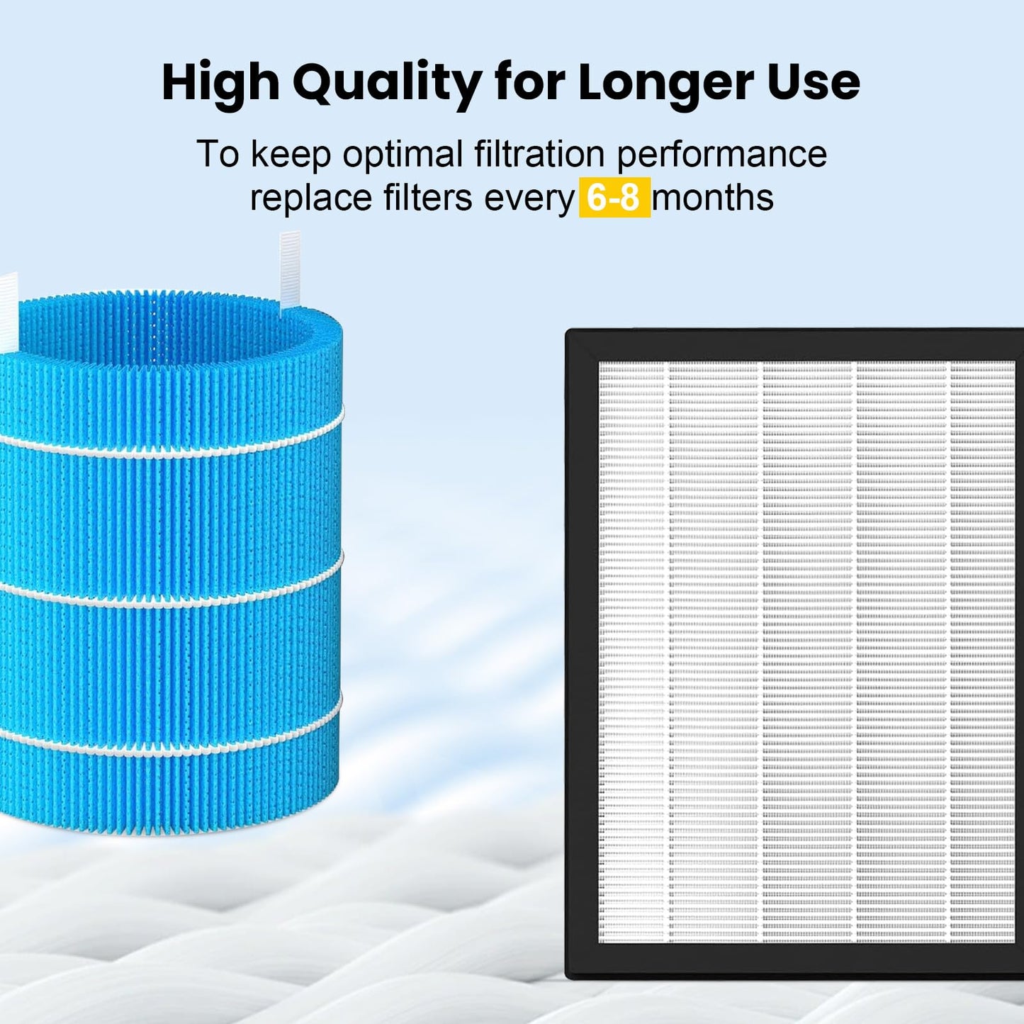DH3i Replacement Particle Filter & Wick Filter Compatible with Blueair 2-in-1 Purify + Humidify Air Purifier and Humidifier, True HEPA Filter High-Efficiency Activated Carbon Filter for Baby Bedroom