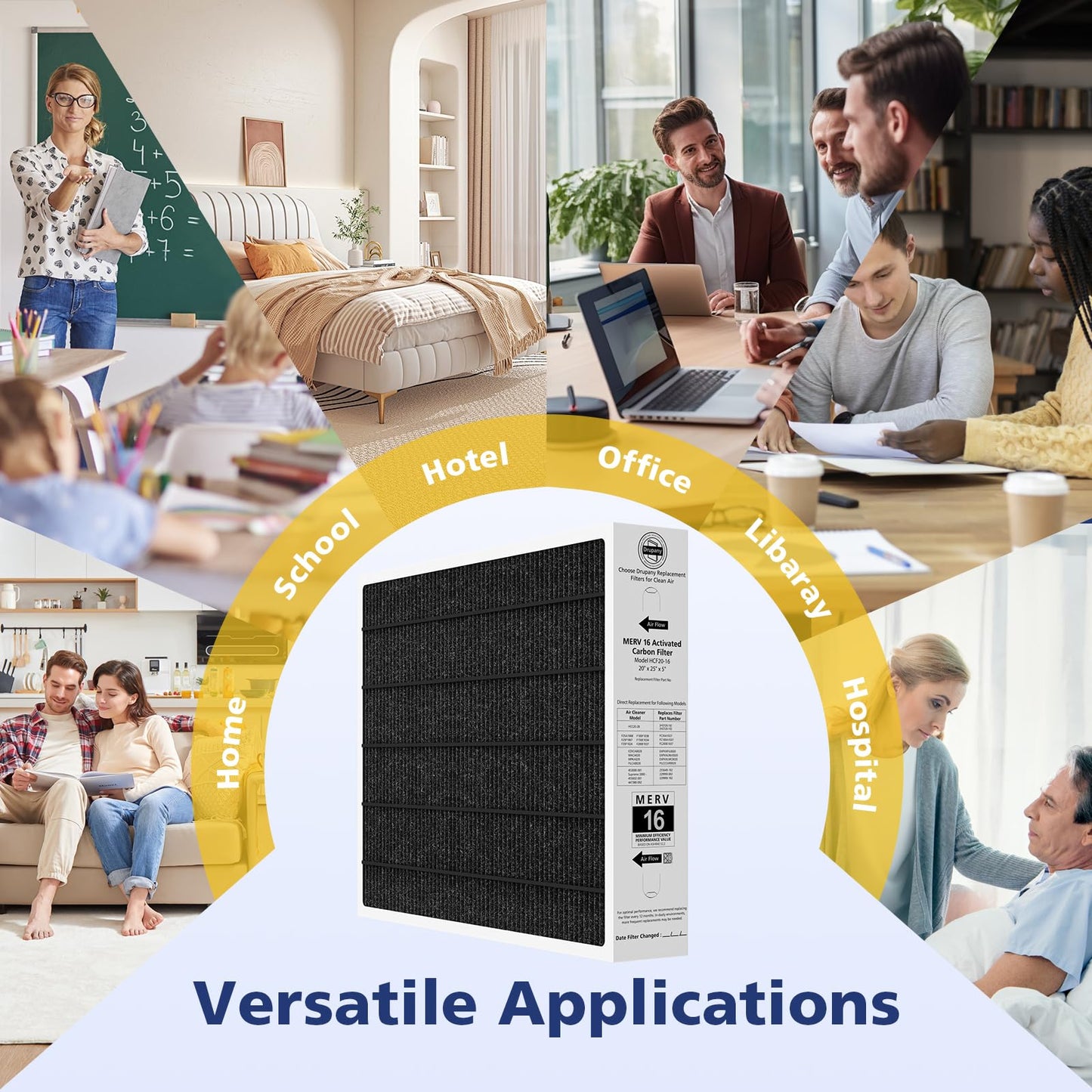 1 Pack 20x25x5 MERV 16 Air Filter Compatible with Lennox HCC20-28 Healthy Climate Carbon Clean MERV 16 Furnace Filter for HVAC System, Part Number HCF20-16, HCF20-10