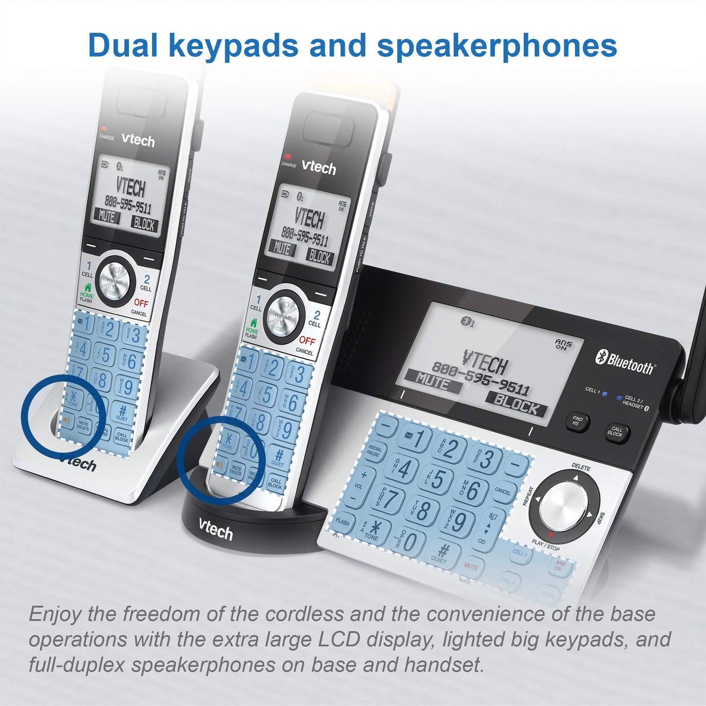 VTech IS8101 Accessory Handset for IS8151 Phones with Super Long Range up to 2300 Feet DECT 6.0, Call Blocking, Connect to Cell, Headset jack, Belt-clip, Power backup, Intercom and Expandable to 12 HS