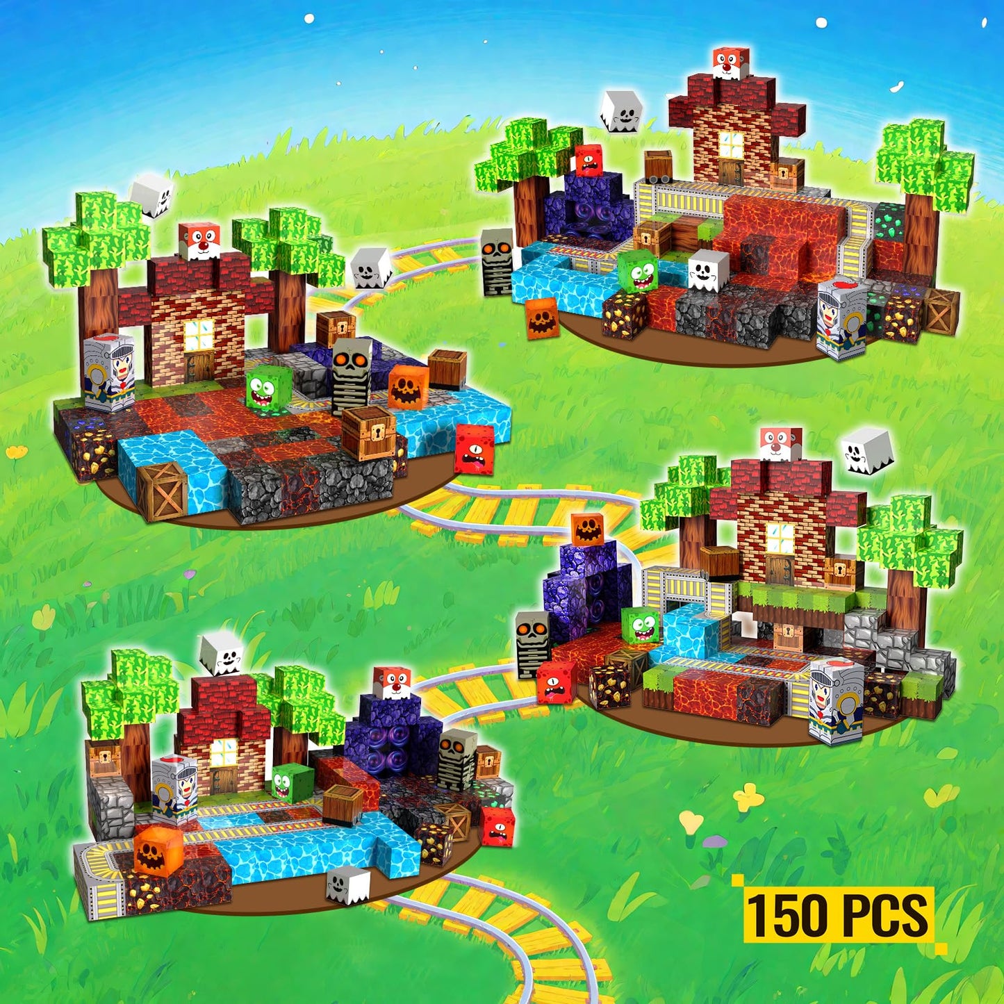 Magnetic Blocks, 150PCS Magnetic Building Blocks Cubes, STEM Magnet Blocks, Stacking Magnets Toy, Sensory Play Christmas Birthday Gifts for Boys and Girls Age 3+ Years Old