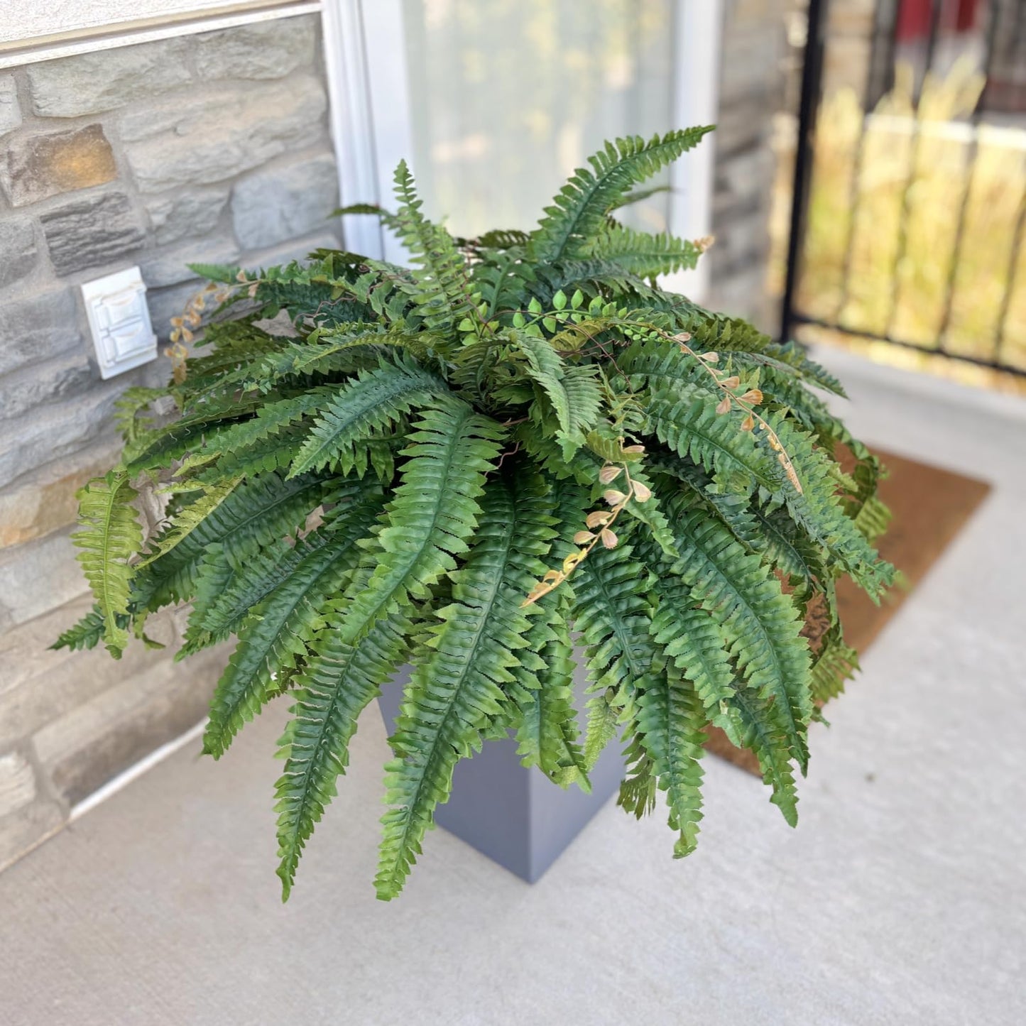 CQURE 45" Fake Ferns Artificial Plants Large,Set of 2 Artificial Boston Ferns Faux Hanging Fake Plants for Outdoors Planter Home Garden Decor,60 Branches