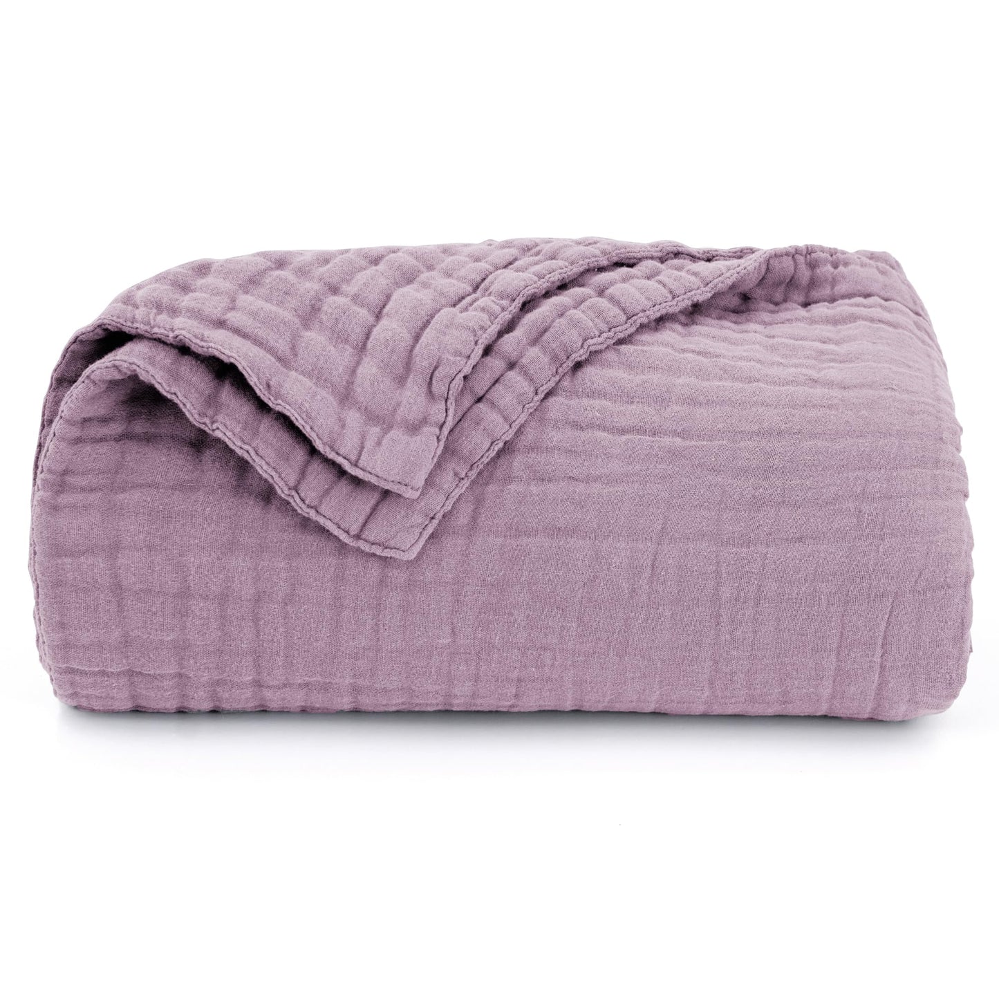 Love's cabin 100% Cotton Muslin Blanket, 6 Layer Lightweight Breathable Gauze Twin Size Blanket 60 x 80 Inches, Soft Summer Blanket for Bed or Couch, Lavender