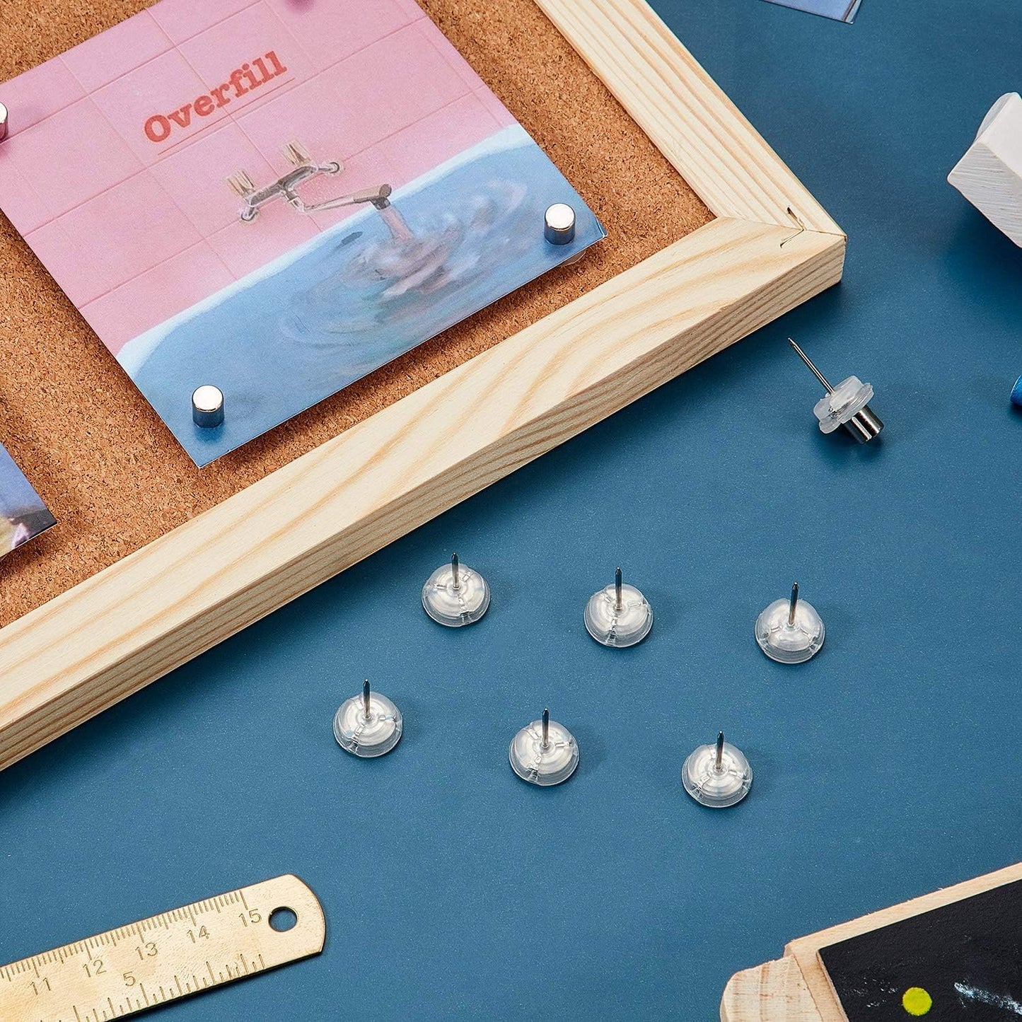 Outus 100 Sets Magnetic Push Pin Magnet Thumb Tack Poster Hanger Thumb Tacks for Wall School Supplies Classroom Decoration Bulletin Boards (Silver)