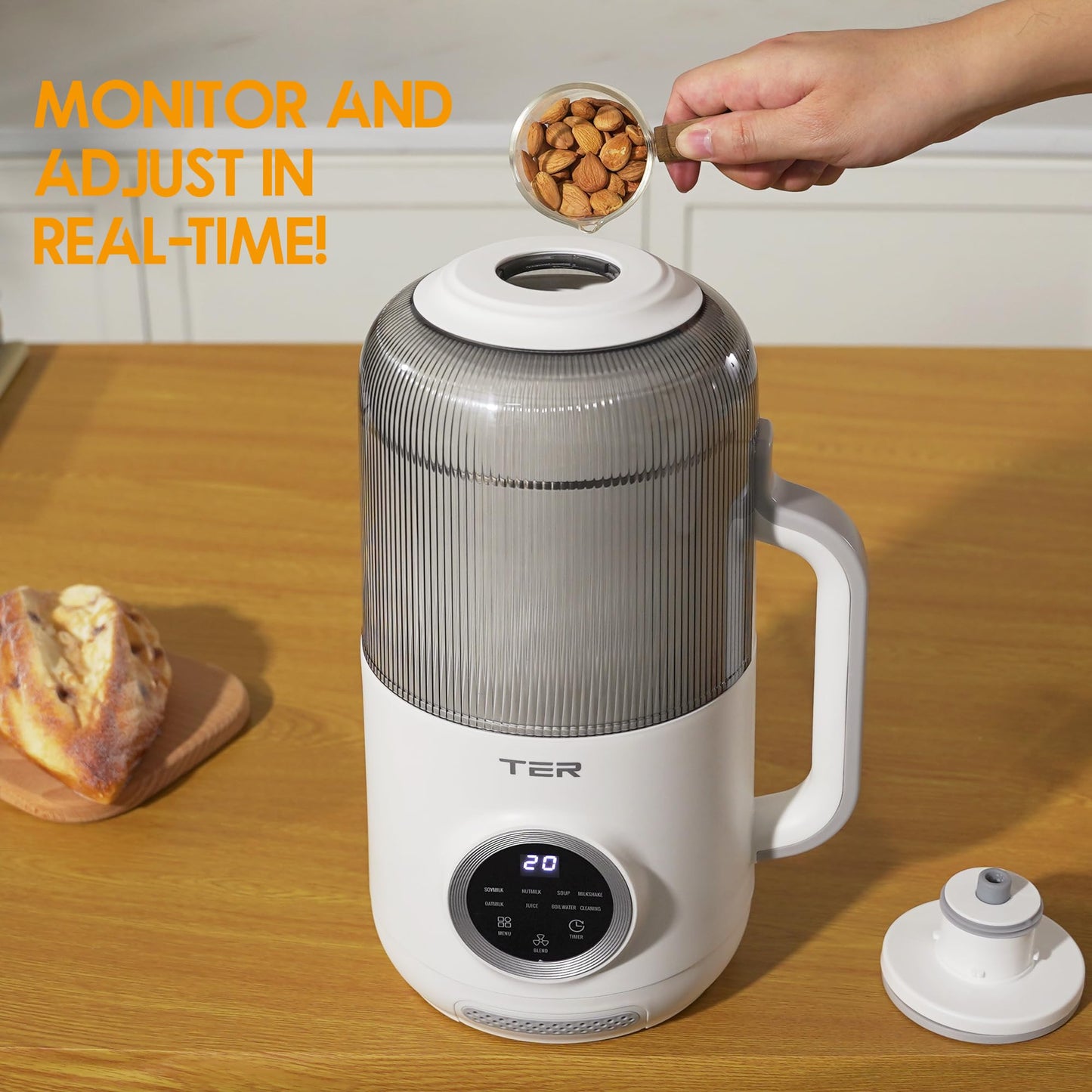 40oz Nut Milk Maker Machine, 10 in 1 Automatic Soy Milk Maker for Homemade Almond, Oat, Soy, Plant-Based Soybean Machine with Delay Start, Keep Warm, Boil Water, Self Cleaning, Quiet Blender, White