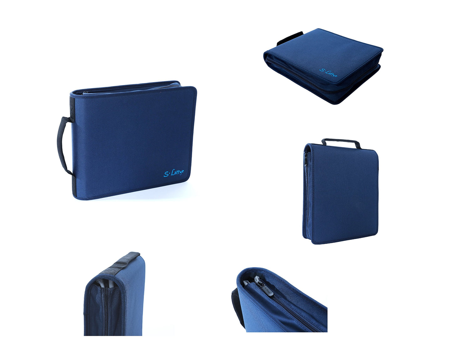 DVD CD Storage Case with Extra Wide Title Cover Pages for Blu Ray Movie Music Audio Disk (Portable Carrying Binder Holder Wallet Album Home Organizer Shelf)- Blue, 192 Disk Units, 96 Booklet Pockets