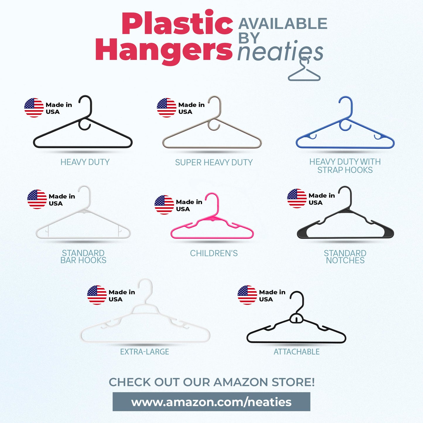 Neaties Heavy Duty Clothes Hangers 36 Pack – Made in The USA – 8lb Capacity Plastic Hangers for Adult Clothing – Durable for Pants, Coats, Jackets, or Jeans – White