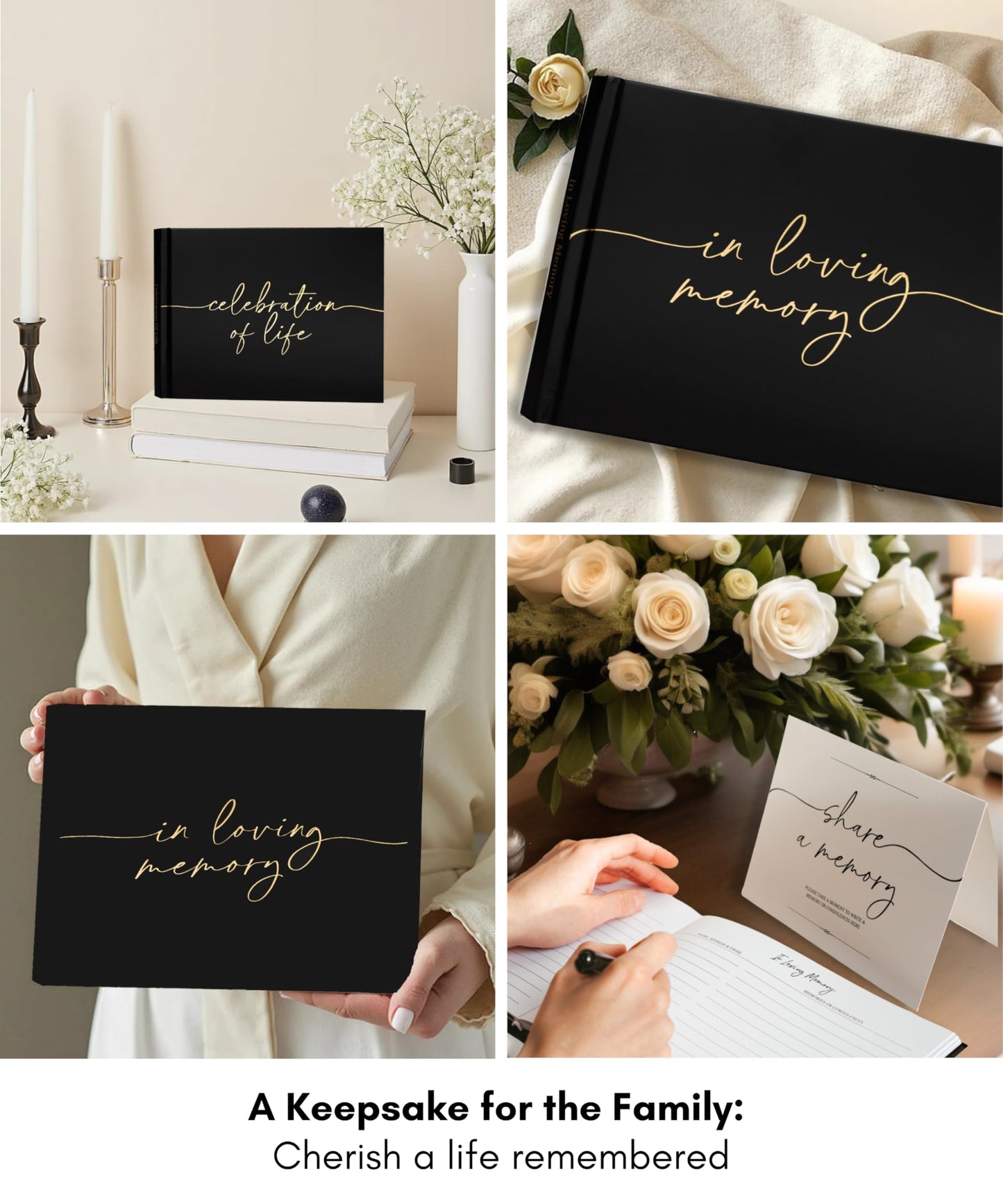 Lamare Funeral Guest Book for Memorial Service – Elegant Celebration of Life Guest Book and in Loving Memory Guest Book - Condolences Book for Funeral