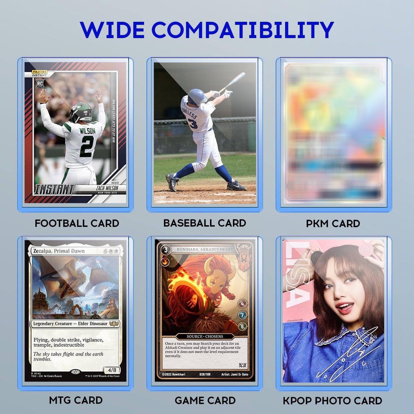1000 Pack Card Sleeves Toploaders, Hard Plastic Top Loaders, Baseball Sports Trading PKM Card Holder Protectors (500 Toploaders + 500 Sleeves)