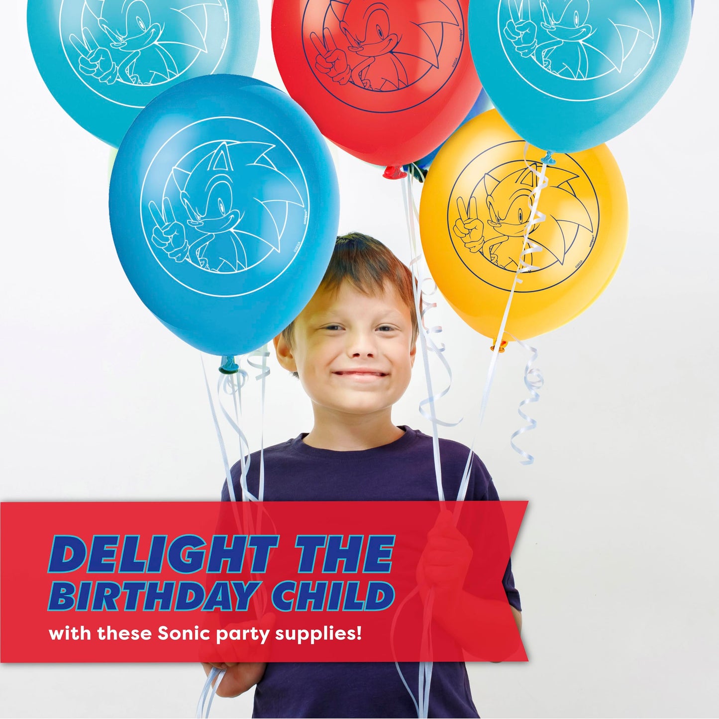 Sonic Birthday Party Decorations | Serves 16 Guests | Balloons, Banner, Tablecloth, Plates, Napkins, Sticker | Officially Licensed