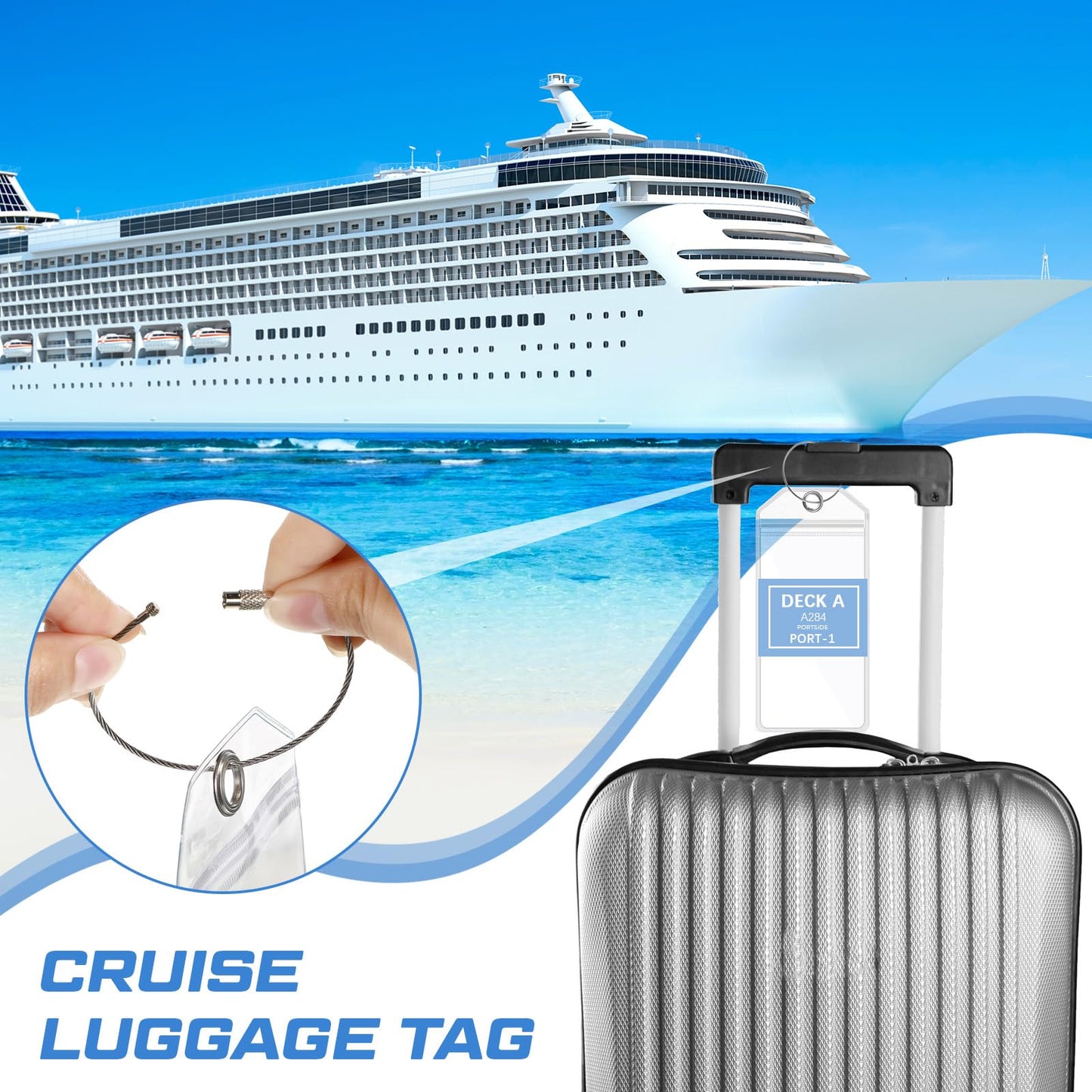 Qilery 38 Pcs Cruise Accessories Kit Includes 6 Cruise Lanyard 12 Cruise Luggage Tag 2 Cruise Power Strip 6 Waterproof Phone Bags 12 Magnetic Hook for Cruise Carnival Trip