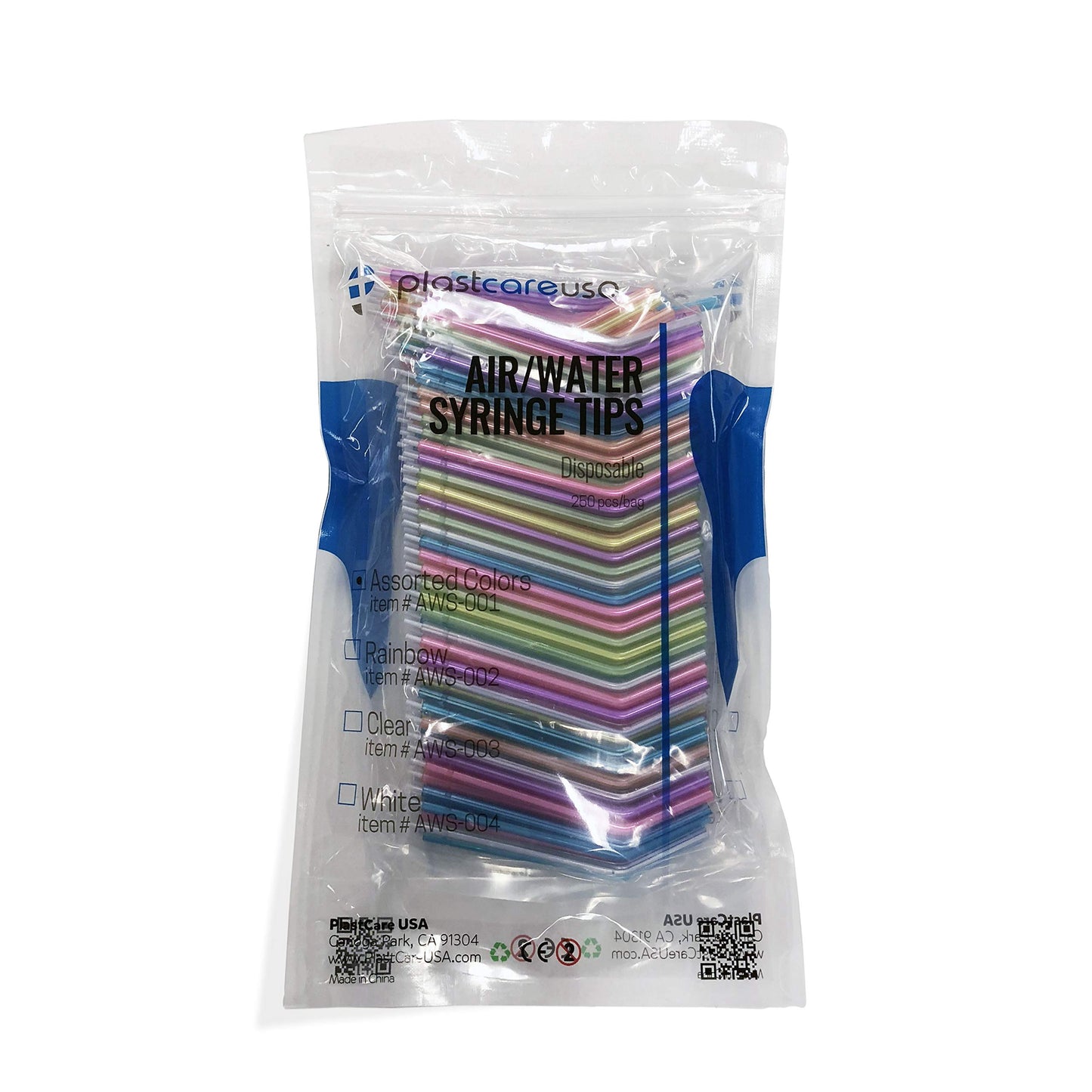 1000 Assorted Rainbow Dental Air Water Syringe Tips, 4 Bags of 250
