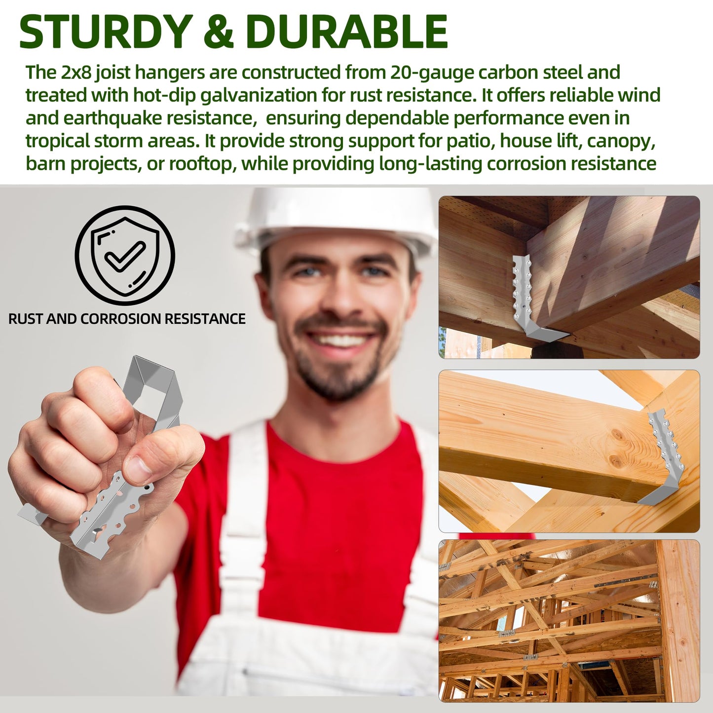 (30-Pack) Calvana 2x8 Brackets for Wood, Joist Hangers, Rafter Brackets, Versatile Rafter Ties, Made from Durable 20-Gauge Carbon Steel