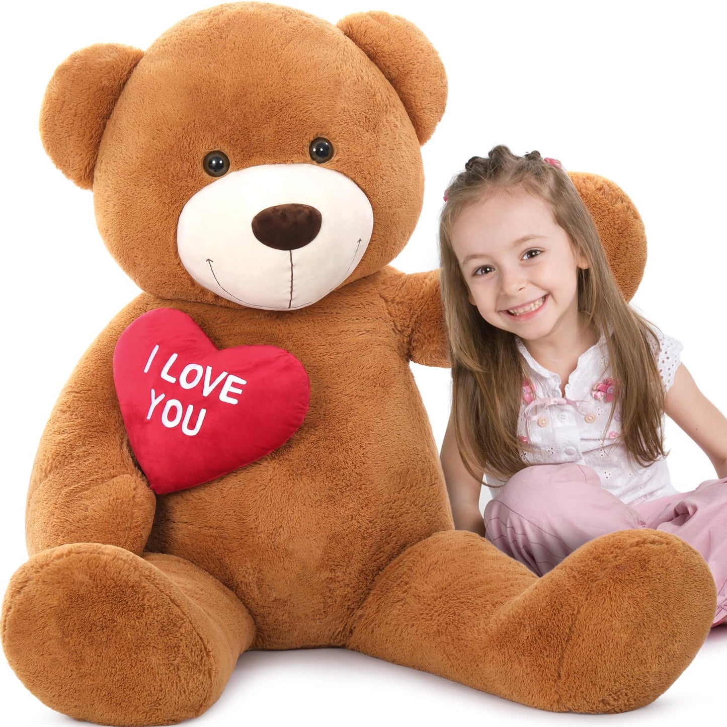 MaoGoLan Giant Teddy Bear 5 Feet- I Love You Red Heart Big Dark Brown 5ft Teddy Bear Stuffed Animal - Huge Valentines Teddy Bear for Girlfriend,Boyfriend,Wife,Lover - Anniversary, Birthday