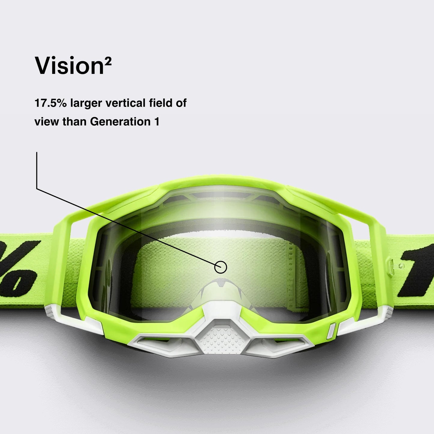 100% Accuri 2 Goggles - Eyewear for Motocross & Mountain Biking - Goggles for Dirt Bikes, Motorcycles & Bike Sports - Neon/Orange, Clear Lens