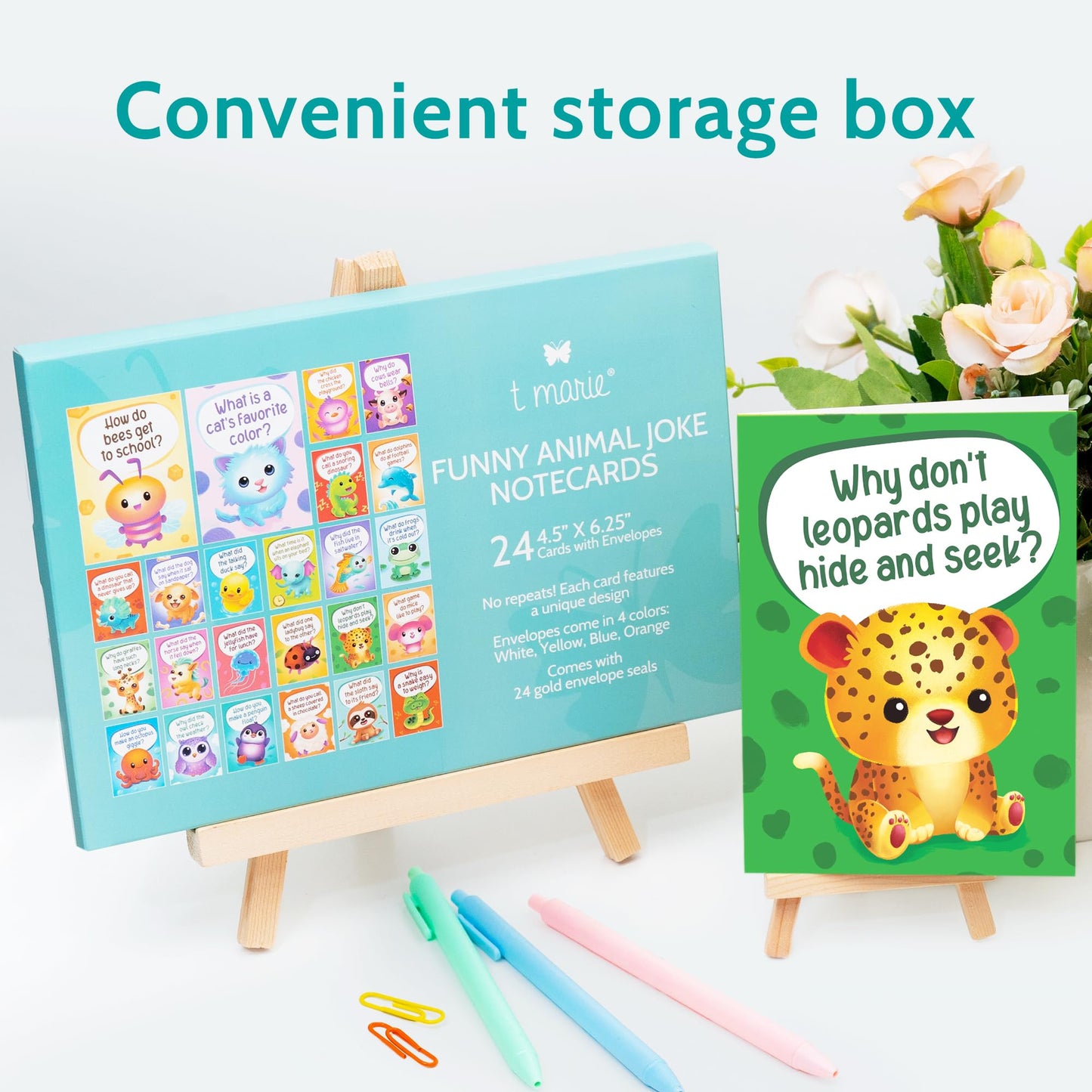 T MARIE 72 Funny Animal Notecard Set with Envelopes and Stickers - 4.5” x 6.25” Humorous Thinking of You Cards - Unique Designs with No Repeats Ideal for Kids, Teachers, Summer Camp, and More
