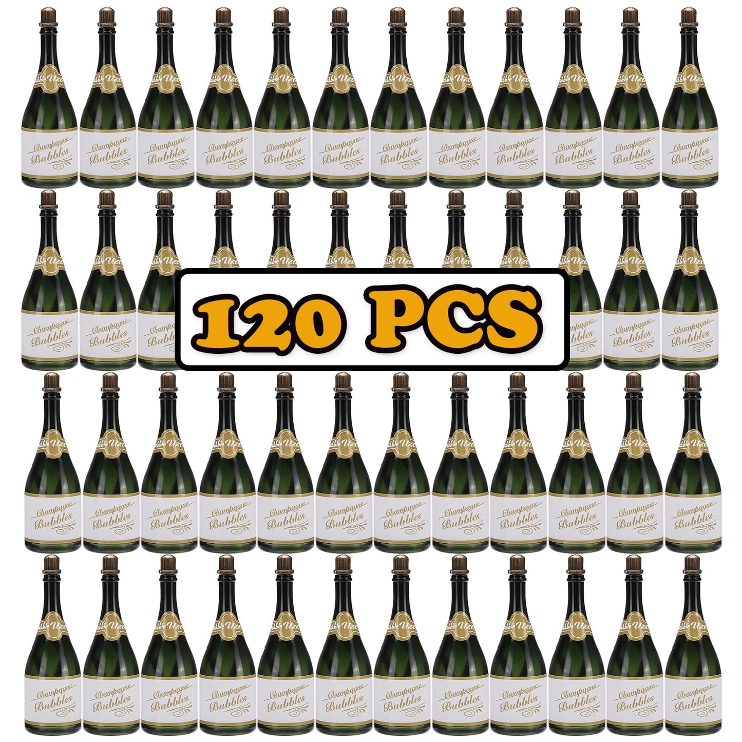 120 Pack Mini Champagne Bottle Bubble Bulk, Ideal for Wedding Send Off, Bridal Shower or Engagement, Anniversaries Celebration, Valentine’s Day, Family Reunion, Party Favor for Guests Newlyweds Couple