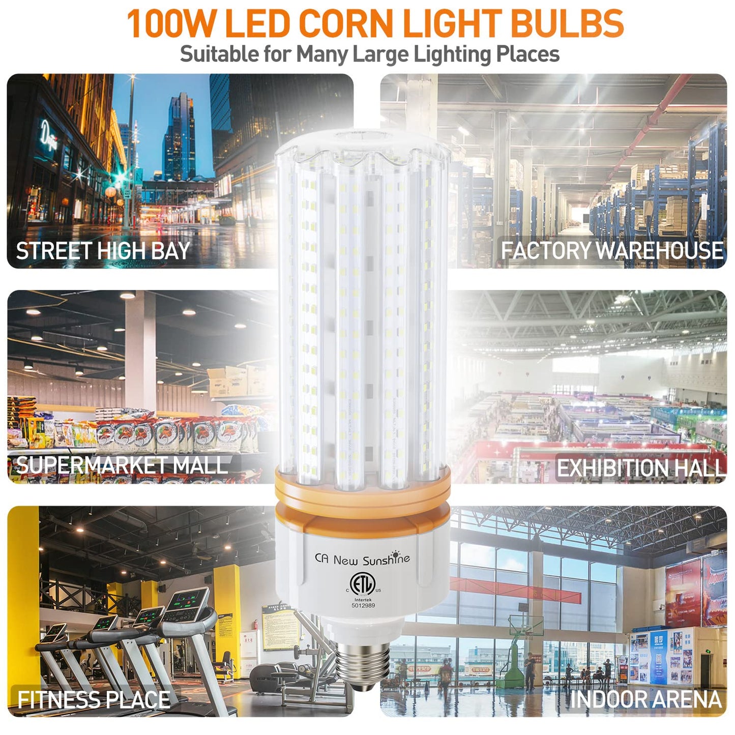 1000W Equivalent LED Corn Bulb, Led Corn light bulbs 15000 Lumen 5000K Daylight White Lamp,E26/E39 Medium Mogul Base,2-Pack 100W Large Area Lights For Outdoor Indoor Garage Warehouse High Bay Lighting