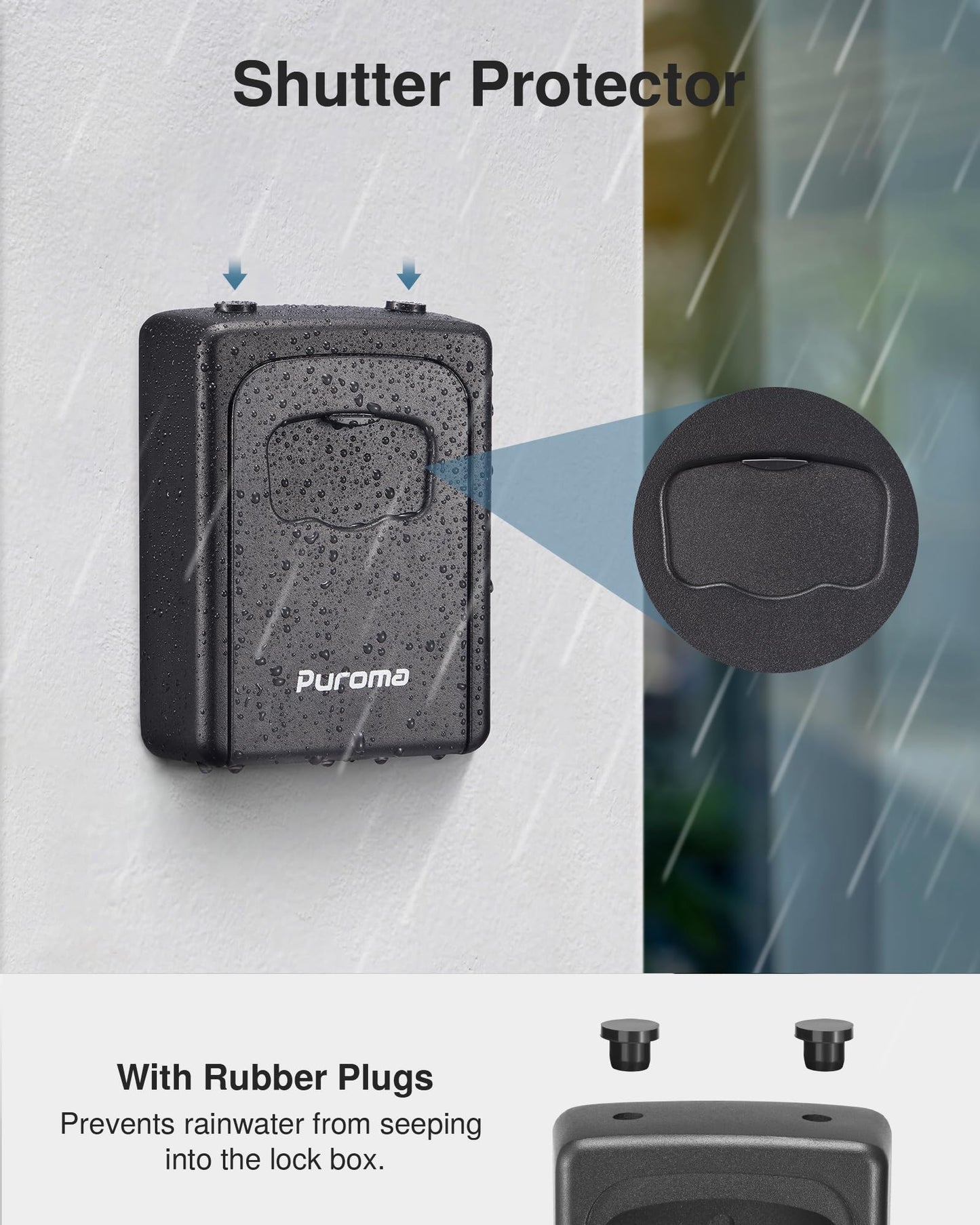 Puroma Lock Box, Large Key Lock Box Resettable Combination Lockbox, Portable Wall Mount Lockbox Security Safe Box for Outside Outdoor Home Office Door Handle House Key, Pure Black (2 Pack)