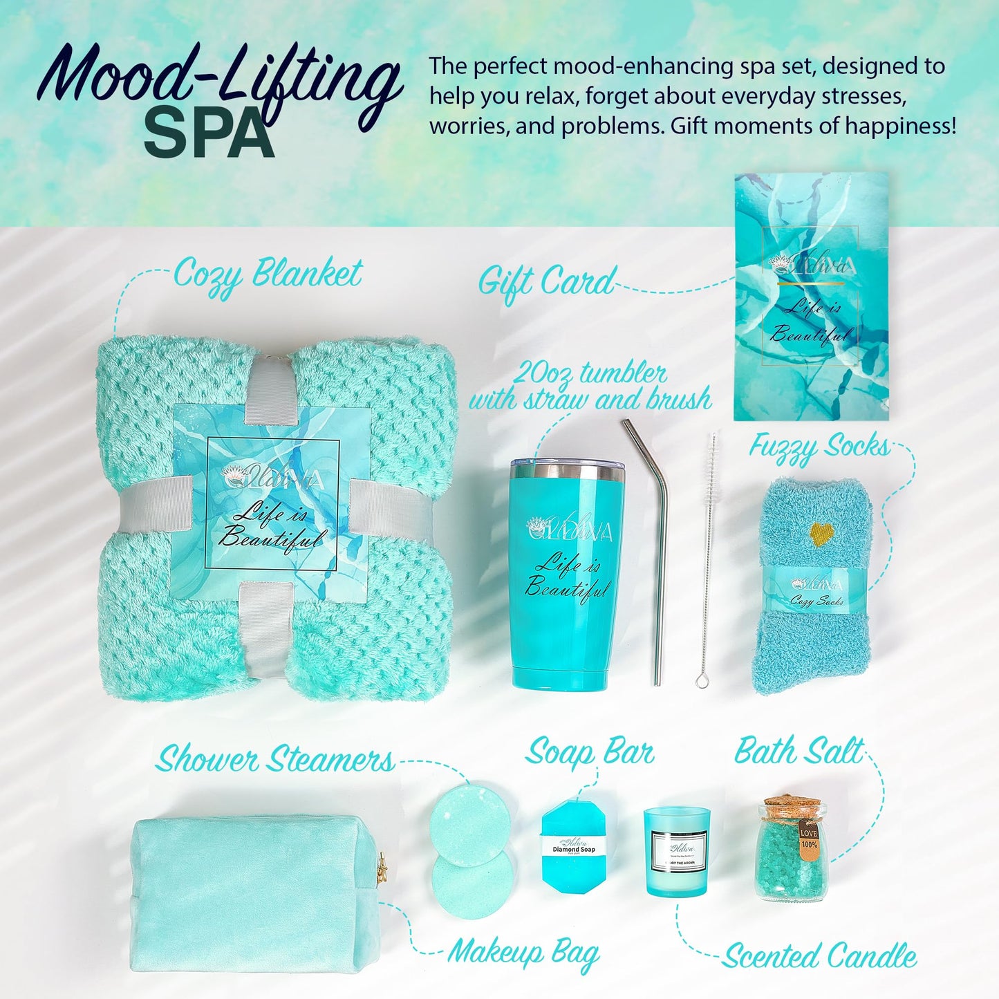 11 Pcs Gift basket for women, Spa Self Care Kit, Unique Spa Gift Box Set for Women, Birthday Gifts for Friend women, Mom, Wife, Girlfriend, Sister, Coworker, Her, Mother's Day Gift (Blue)