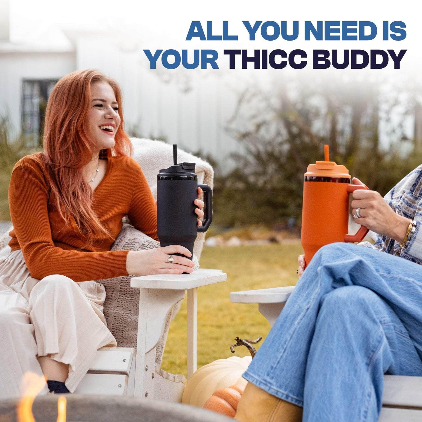 Frost Buddy Thicc Buddy - 40 oz Stainless Steel Vacuum Insulated Tumbler with Lid and Straw for Water - Travel Mug Cupholder Friendly - Gifts for Women Men Him Her (Ice Cream)