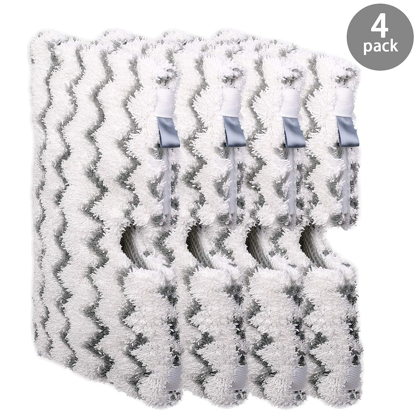 F Flammi 4-Pack Replacement Pads Compatible with Shark Steam Pocket Mop S3501 S3601 S3901 S3550 S3801 SE450, Double-Sided Microfiber Refills for Hardwood Tile Floor, Professional Scrubbing Strips