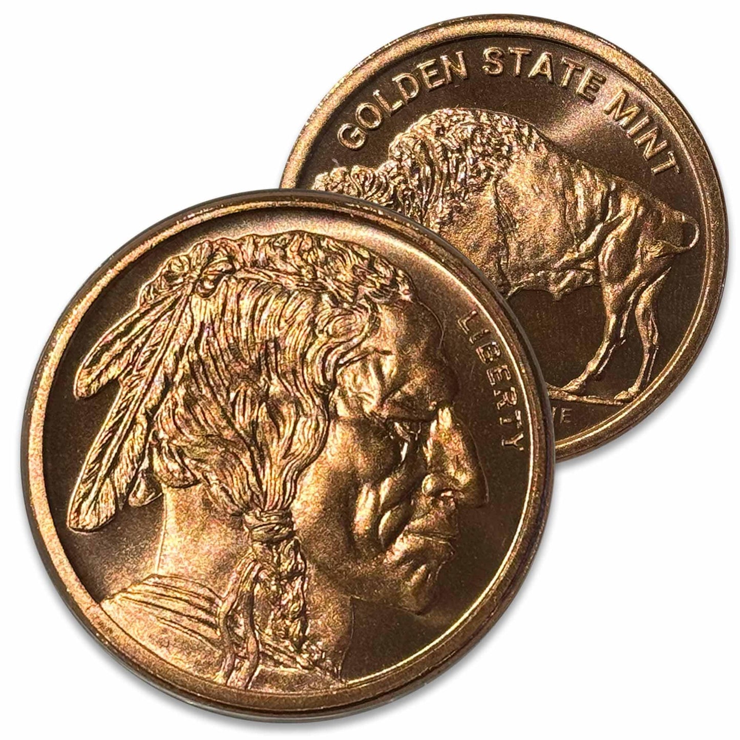 100 count 1 oz Copper Buffalo w/ 5 tubes for easy storage