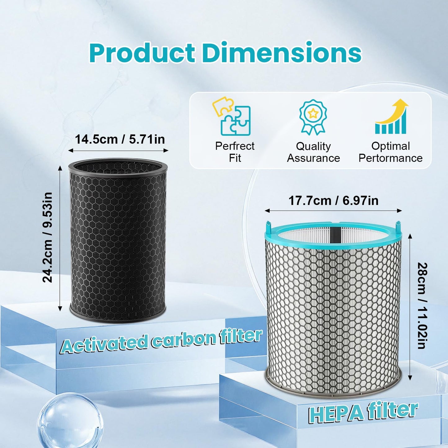 HJ10 Replacement Filter Compatible with Dyson Hush-Jet Air Purifier, 3 in 1 True HEPA High-Efficiency Activated Carbon Filter for Pet Dander for Home Large Room