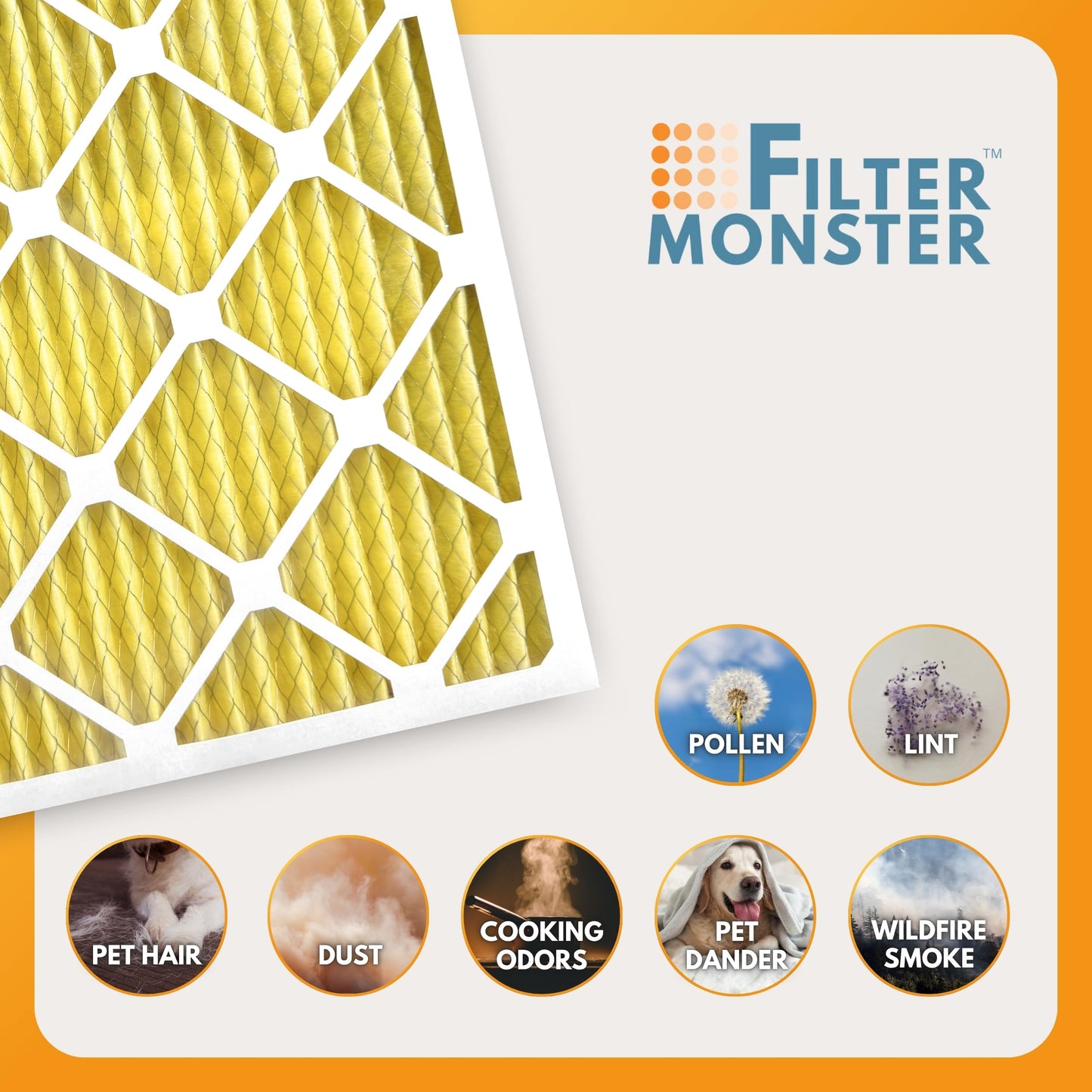 Filter-Monster 16x25x1 Enhanced Defense MERV 11 Pleated HVAC Air Conditioner Furnace Replacement Air Filter, 4-Pack (Actual Filter Dimensions 15.5 x 24.5 x .75 inches)