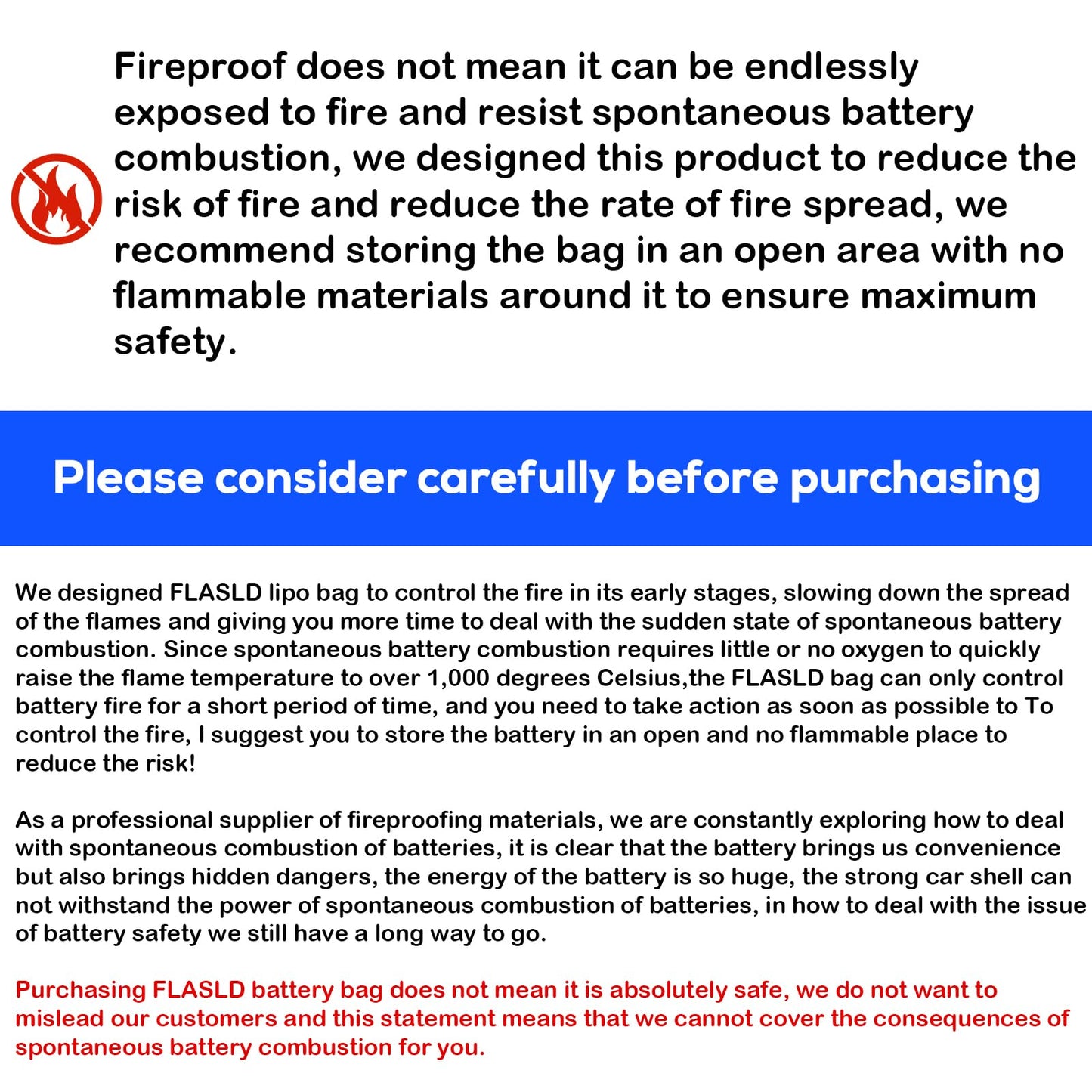 FLASLD 2-Pack Lipo Fireproof Bag Ebike Accessories Battery Charging Case Charge Explosionproof Bag Large Capacity Lipo Battery Storage Guard Safe Box (19.3 x 4.3 x 7in)