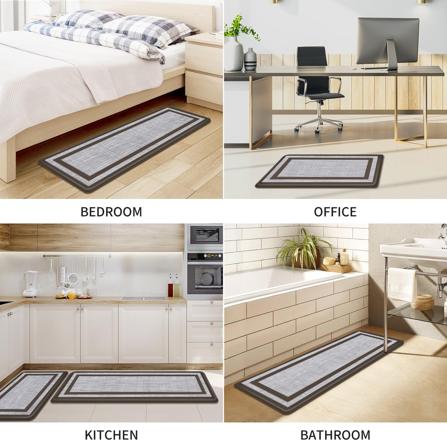 Mattitude Kitchen Mats Set of 2 Cushioned Anti-Fatigue Non-Skid Rug Sets Ergonomic Comfort Standing Mat for Kitchen, Floor, Office, Sink, Laundry,Chocolate