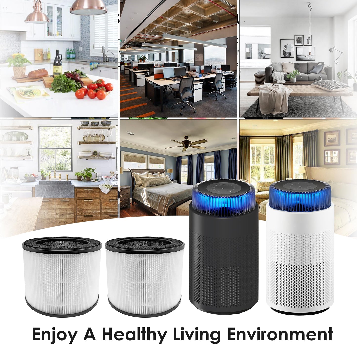 Flintar Replacement HEPA Filter, Compatible with Coway Airmega 100 Air Purifier, 3-in-1 Pre-filter, H13 True HEPA and Deodorization Filter Set (2- Pack)